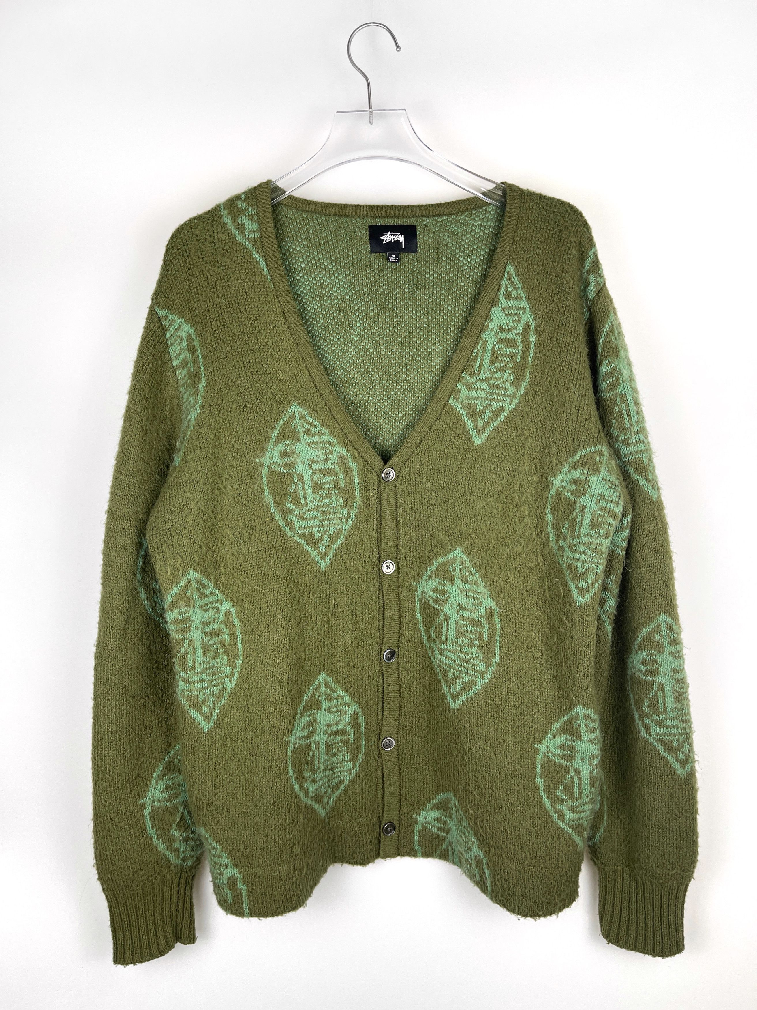 image of Stussy Zulu Mohair Mask Cardigan in Green, Men's (Size Medium)