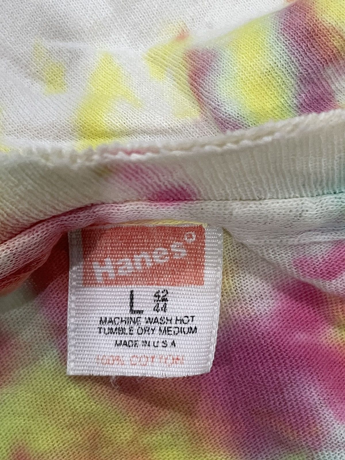 Hanes × Vintage Vintage Hanes 70s Tie Dye Distressed Tshirt Size US L / EU 52-54 / 3 - 4 Thumbnail