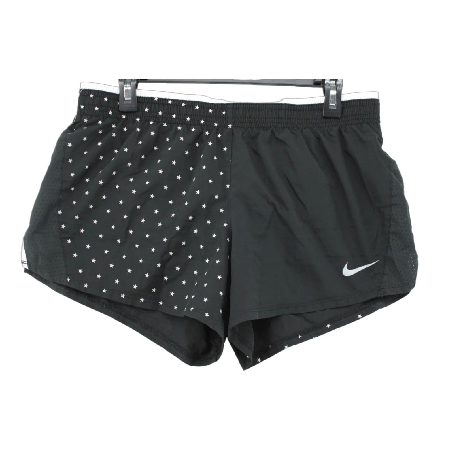 Nike Nike Dri Fit Running Shorts Women's Black White Stars Lined Drawstring Large Size 36" / US 14 / IT 50 - 1 Thumbnail