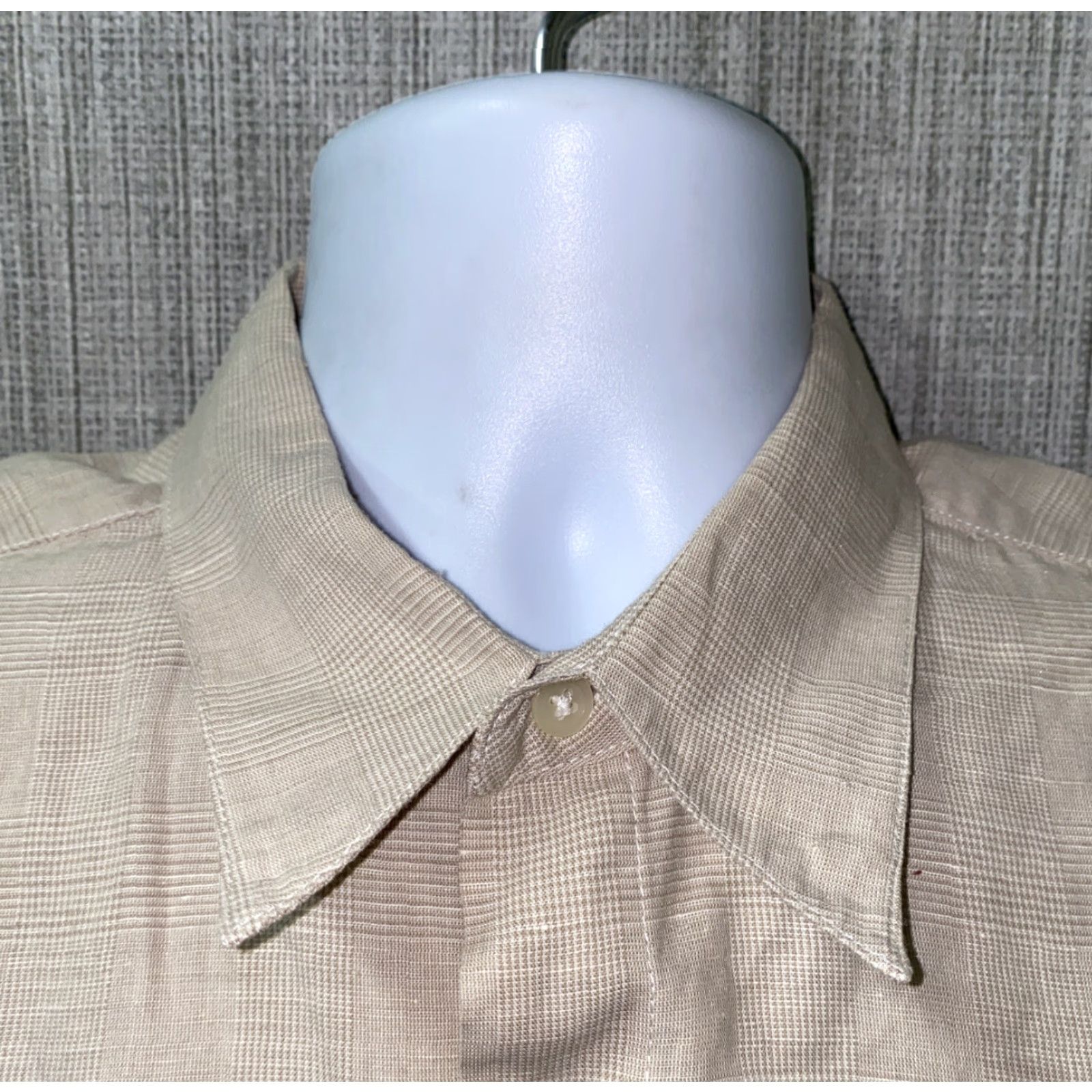 Vintage Slazenger Shirt Mens Beige Linen/Cotton Short Sleeve Button Front Size L Size US L / EU 52-54 / 3 - 4 Thumbnail