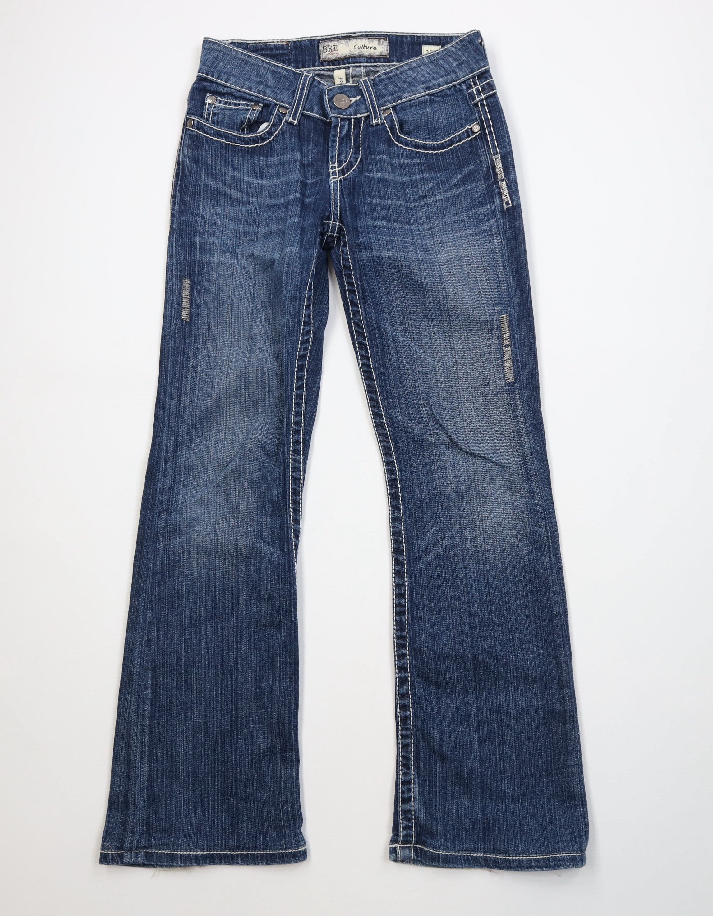 Vintage Buckle BKE Stretch Thick Stitch Flared Bootcut Jeans Blue Size 25" / US 0 / IT 36 - 1 Thumbnail
