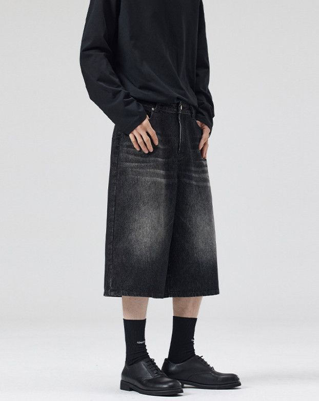 Japanese Brand Men's wide-leg loose American baggy denim shorts Size US 32 / EU 48 - 3 Thumbnail