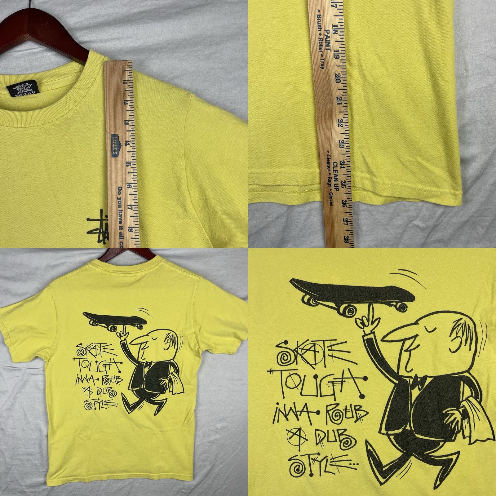 Vintage Stussy Shirt Mens Small Yellow Skate Inna Rub A Dub Style Tee Stüssy Tee Shirt Size US S / EU 44-46 / 1 - 8 Thumbnail