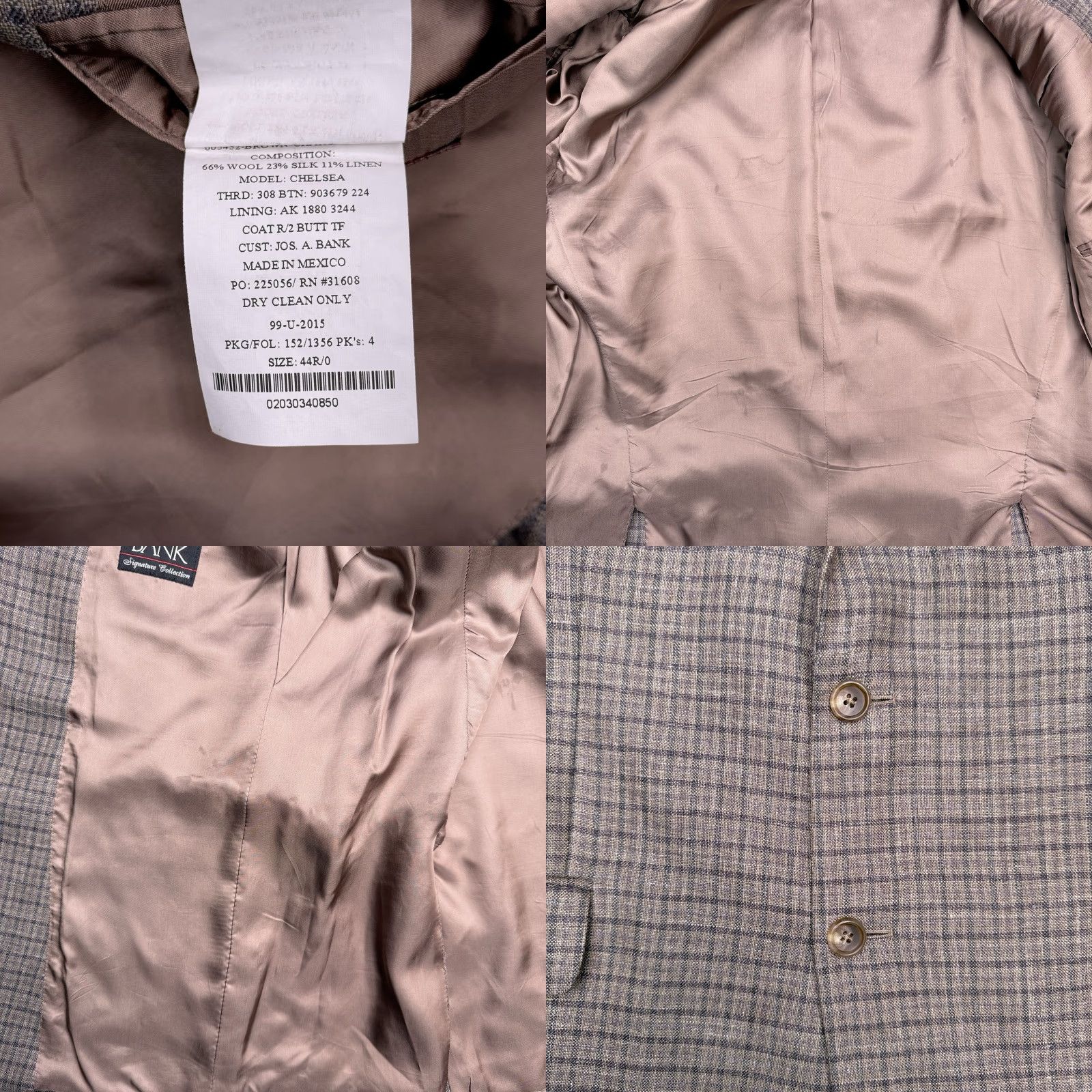 Jos. A. Bank Jos. A. Bank Signature Collection Blazer 44R Gray Plaid Sport Coat Size 44R - 8 Thumbnail