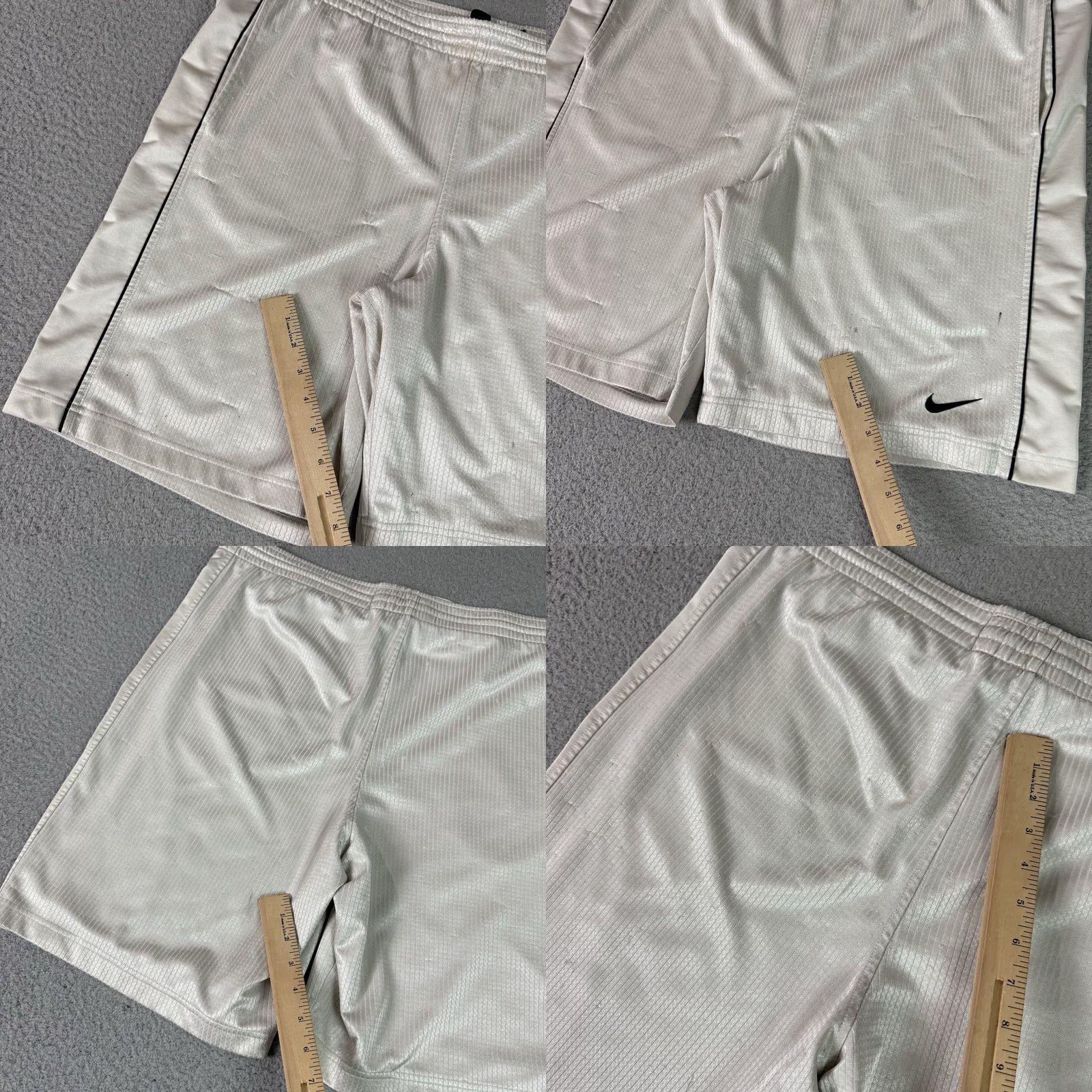 Nike Nike Basketball Shorts Mens Large White Baggy Shiny Silky Glanz Dazzle Y2K Retro Size US 33 - 8 Thumbnail