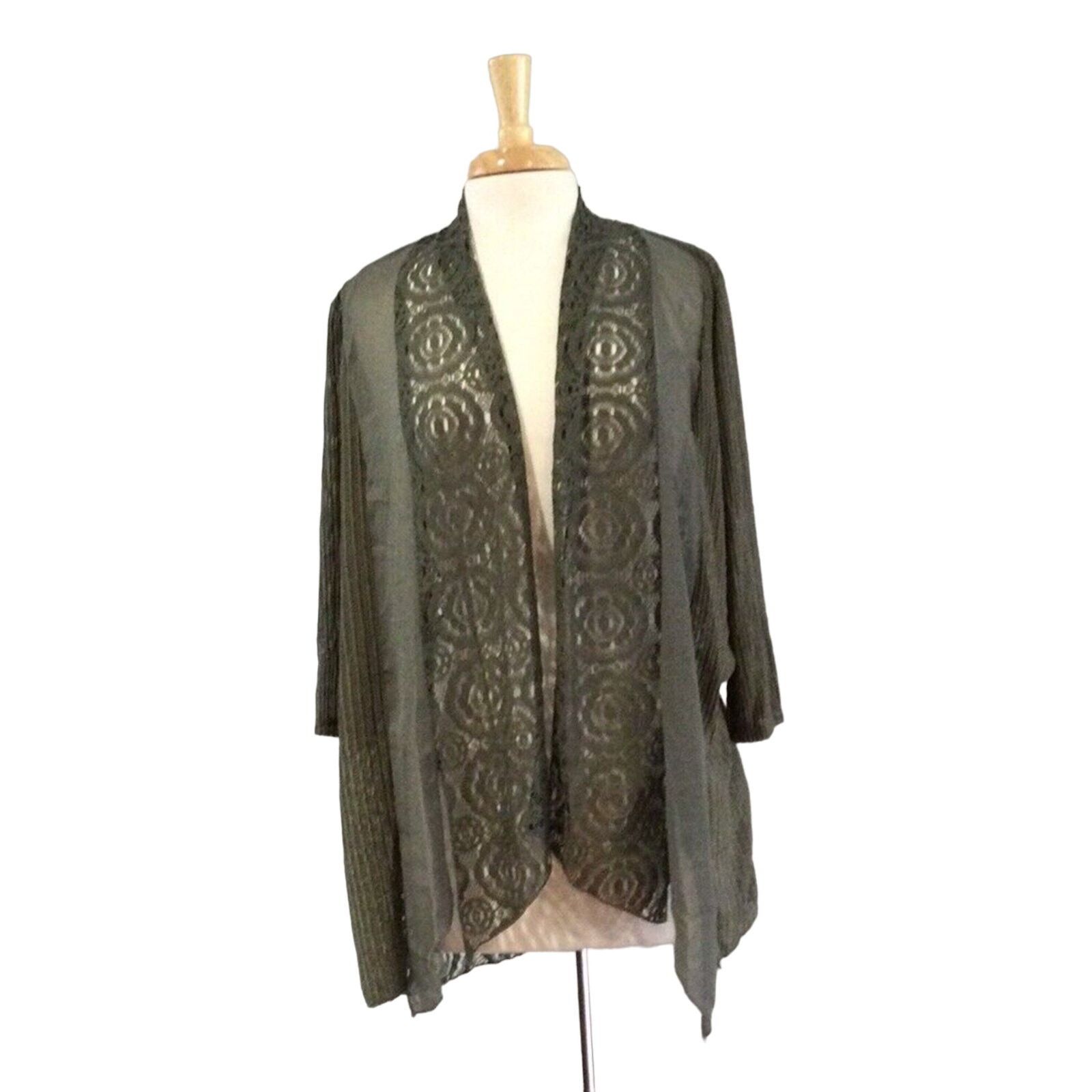Chicos Chicos Travelers Green Crochet Jacket 3/4 Sleeve 1/M Size M / US 6-8 / IT 42-44 - 2 Thumbnail