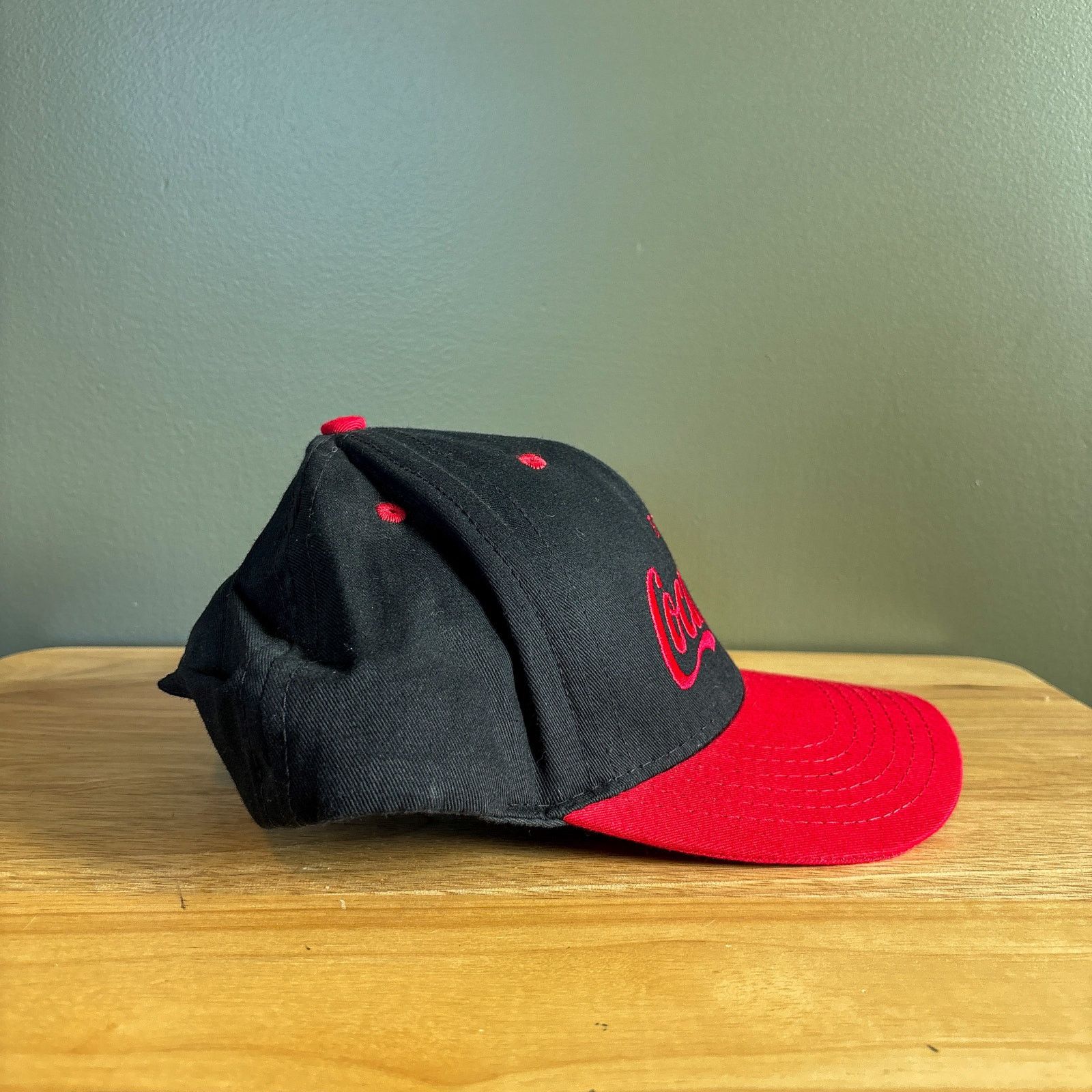 Coca Cola Vintage Enjoy Coca-Cola Soda Black Red 90s USA Snapback Hat Size ONE SIZE - 3 Thumbnail