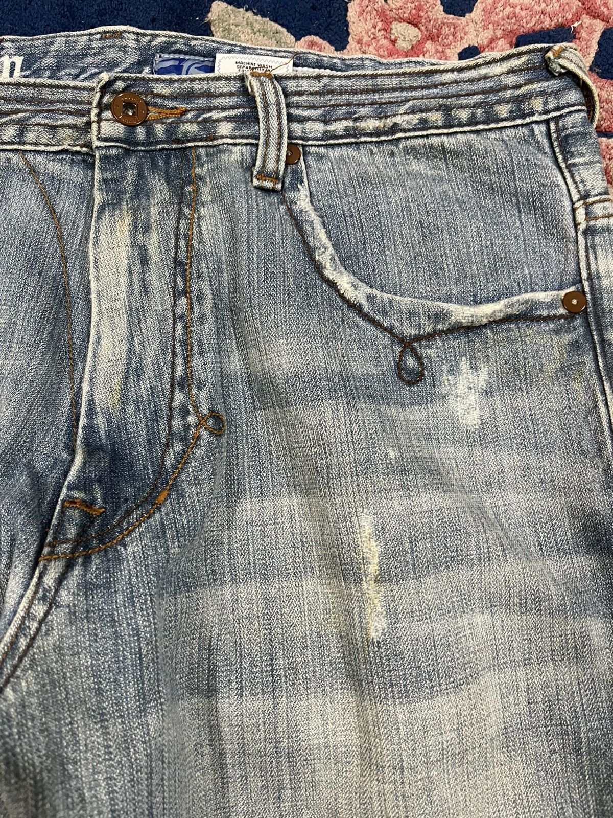 If Six Was Nine Vintage Azzure Baggy Paint Splatter Denim Size US 37 - 10 Thumbnail