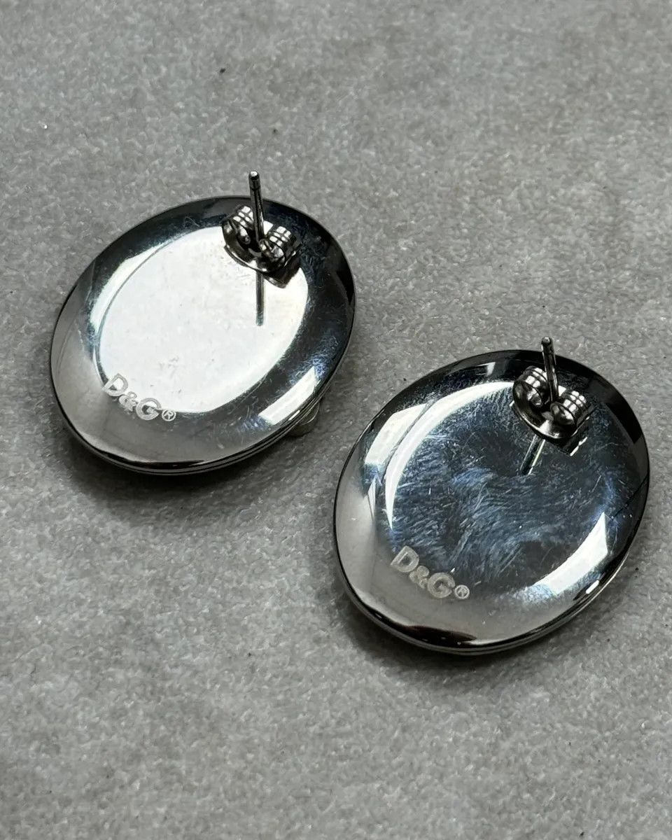 Dolce & Gabbana Dolce & Gabbana Rose Pattern Silver Oval Earrings Size ONE SIZE - 5 Thumbnail