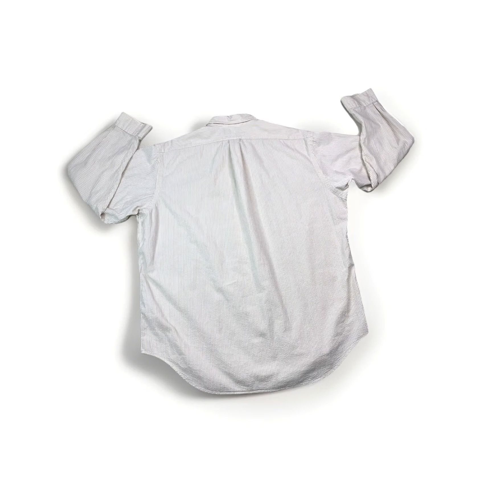 Ralph Lauren VINTAGE Ralph Lauren Creek Button-Down Logo Tag Pocket Front Textured Shirt XL Mens Beige White 90s Button-Up Striped Long Sleeve Cotton Size US XL / EU 56 / 4 - 6 Thumbnail