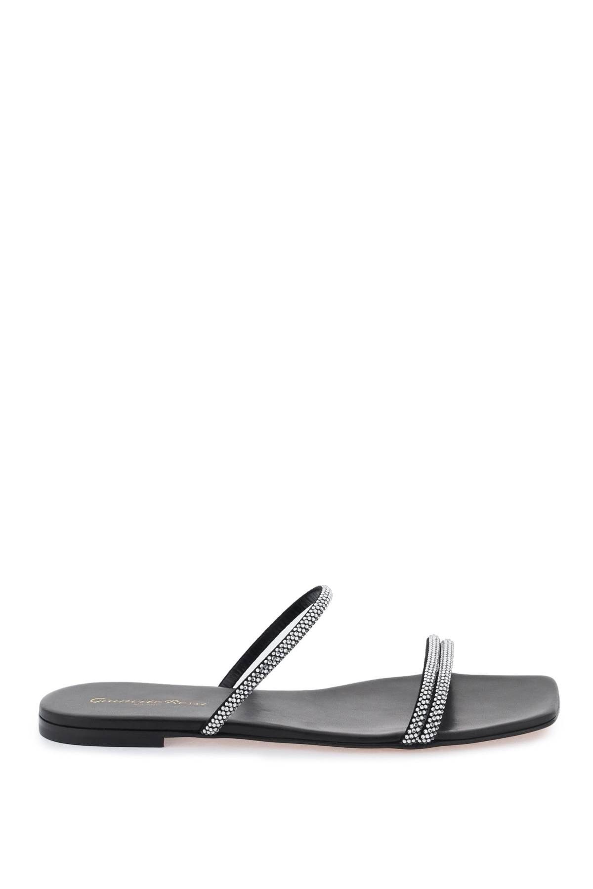 image of Gianvito Rossi Cannes Slides in Black Black Crystal, Women's (Size 7)