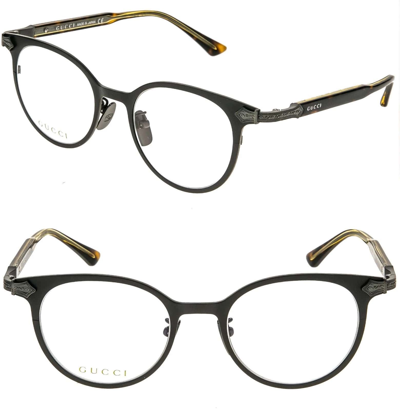 GUCCI GG0068O 0068 Titanium Brown Gold Eyeglasses 002