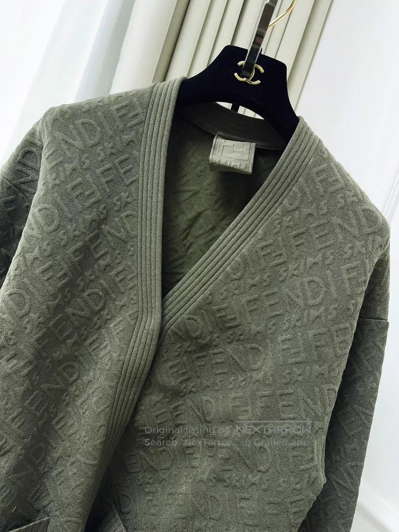 Fendi Fendi Vintage Green Relief Double F Logo Knit Cardigan Coa Size XXS / US 00 / IT 34 - 3 Thumbnail