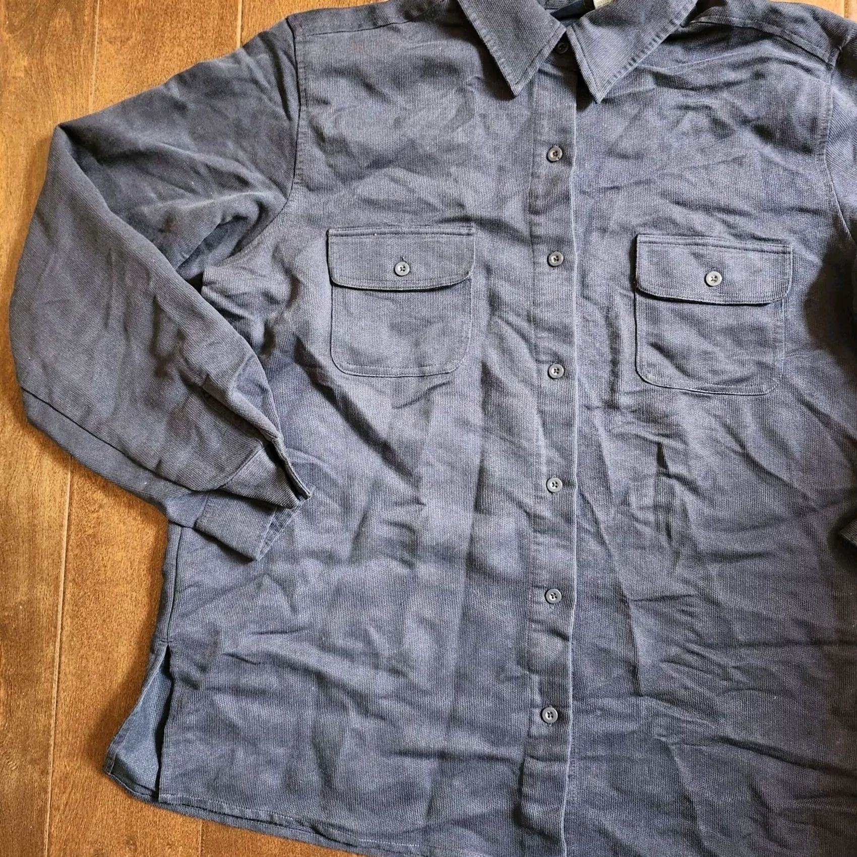 Vintage Honors Men’s Navy Blue Long Sleeve Button-Up Shirt L Pocket Collared - Regular Size Size US L / EU 52-54 / 3 - 3 Thumbnail