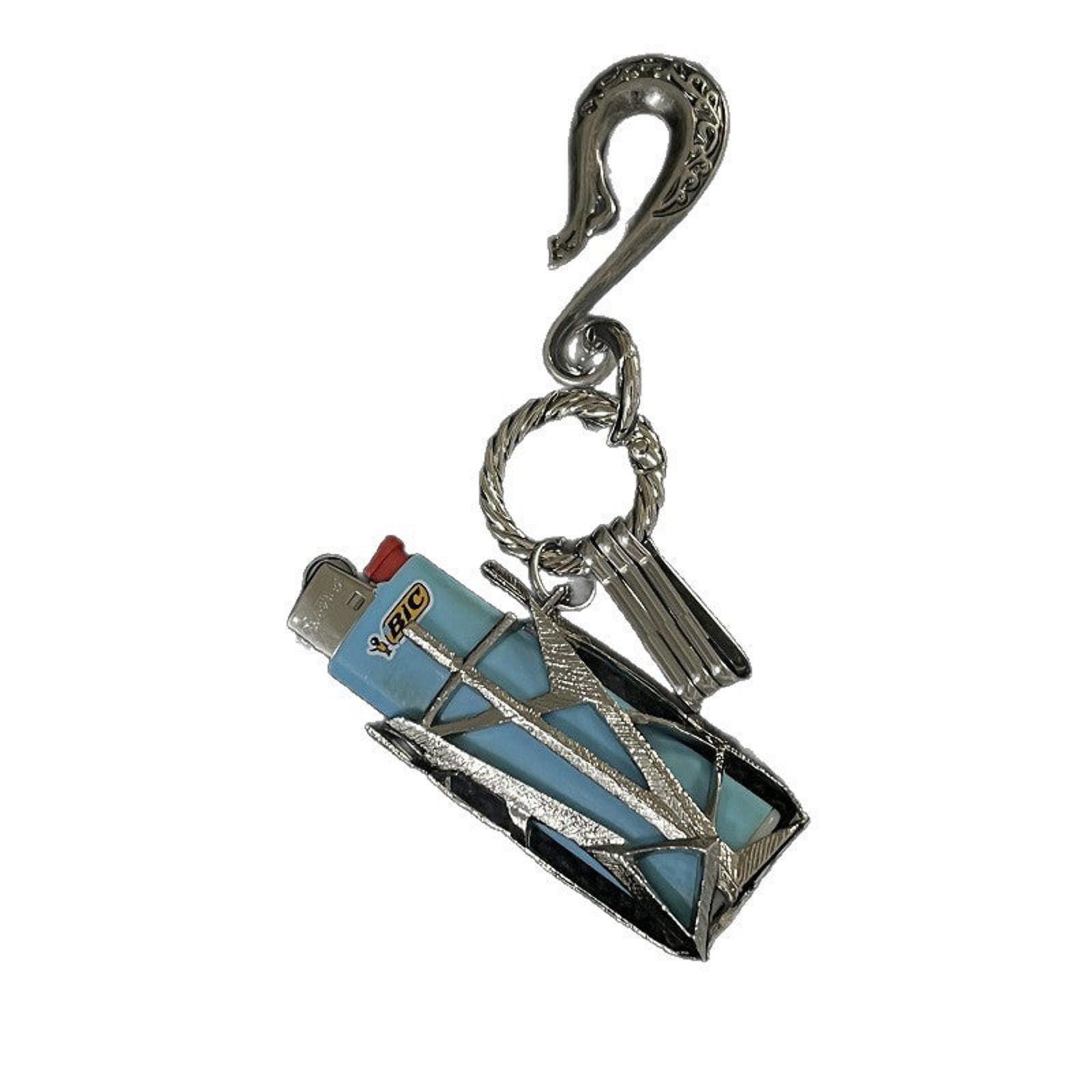 Jewelry Silver Geometric Metal Keychain with Clip Size ONE SIZE - 5 Thumbnail