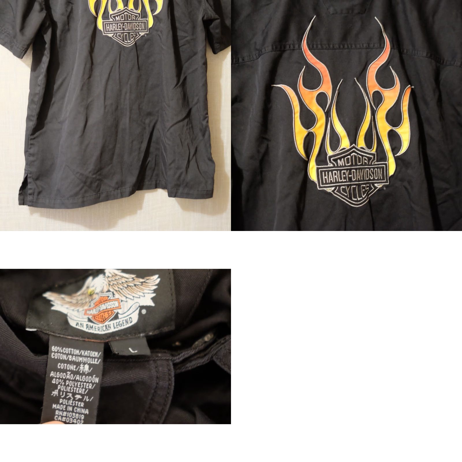 Harley Davidson Harley-Davidson Black Short Sleeve Button Shirt Mens L Casual Cotton Polyester Embroidered Logo Shirt Size US L / EU 52-54 / 3 - 8 Thumbnail