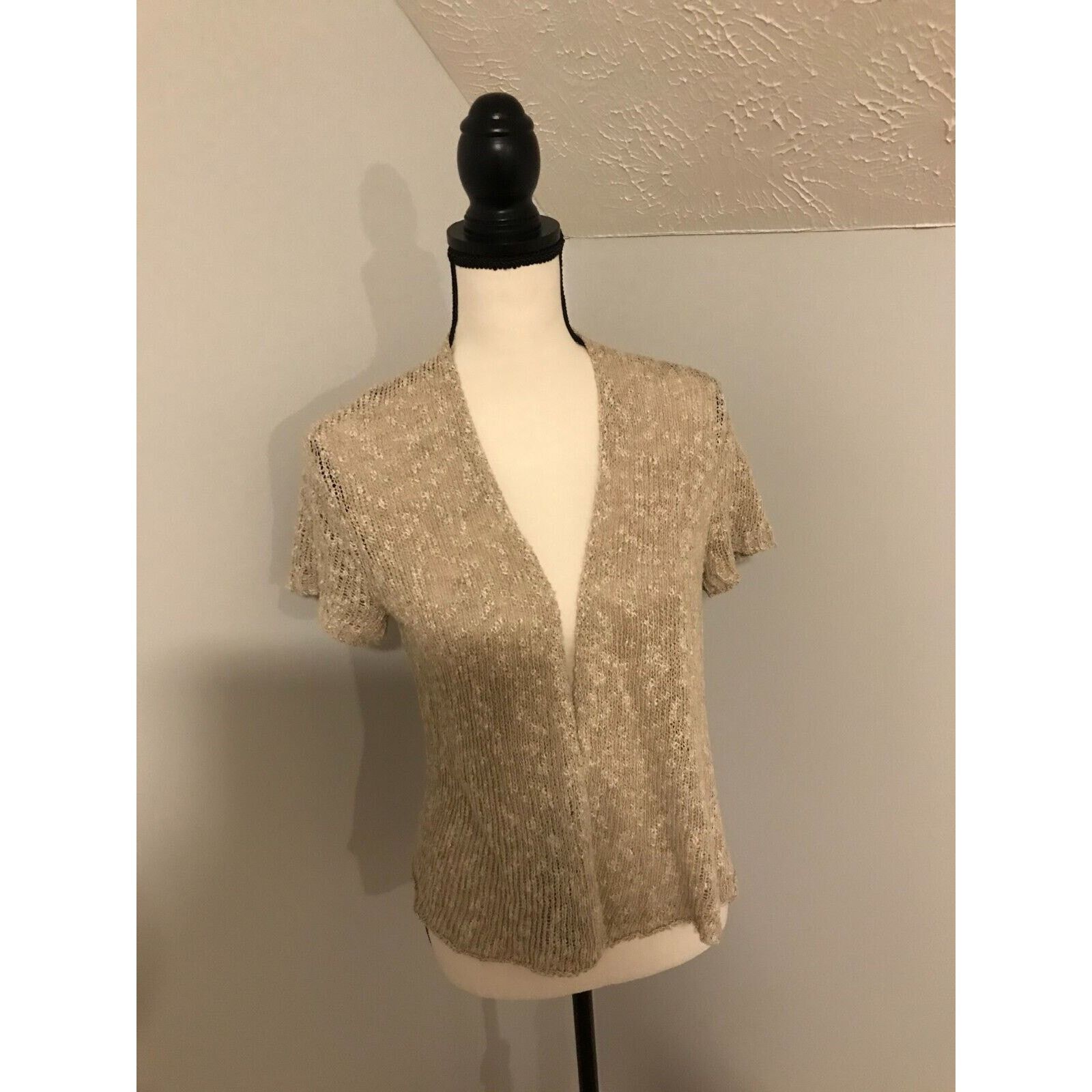 Eileen Fisher Eileen Fisher Women's Beige/Oatmeal S/S Open Knit Cardigan Size XS / US 0-2 / IT 36-38 - 1 Thumbnail