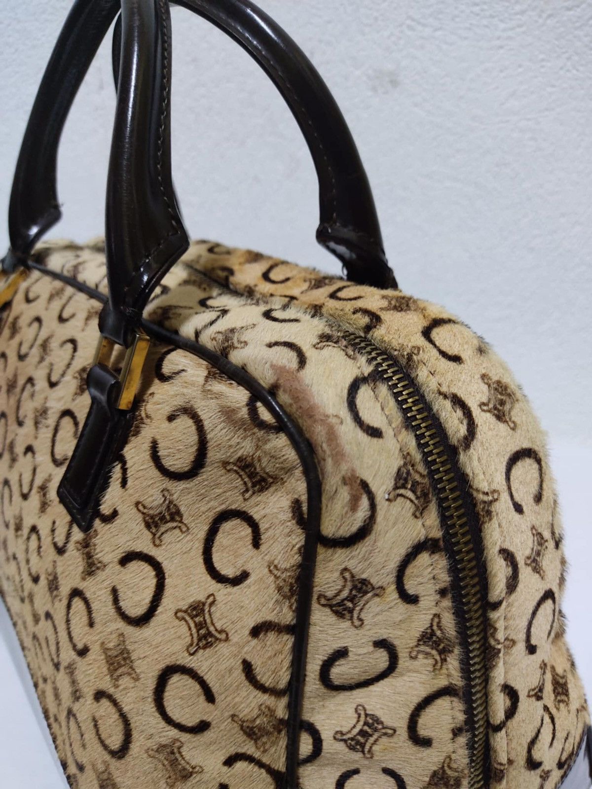 Celine × Vintage VINTAGE CELINE Bowling Bag In Printed Goatskin Brown Size ONE SIZE - 7 Thumbnail
