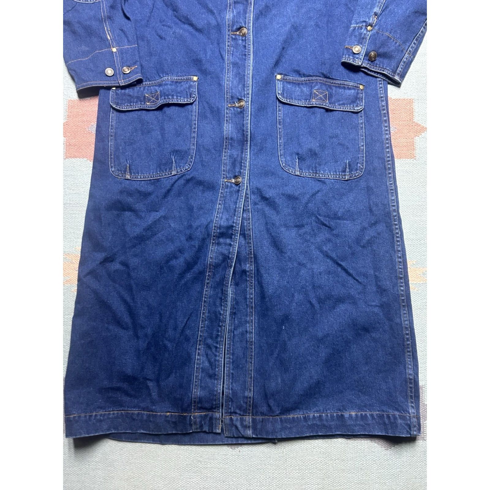 Denime VINTAGE Long Denim Duster Trench Coat Jacket Western Boho Steampunk Women’s sz 8 Jacket Coat Denim Blue Women 8 Men’s Women’s? Size M / US 6-8 / IT 42-44 - 2 Thumbnail
