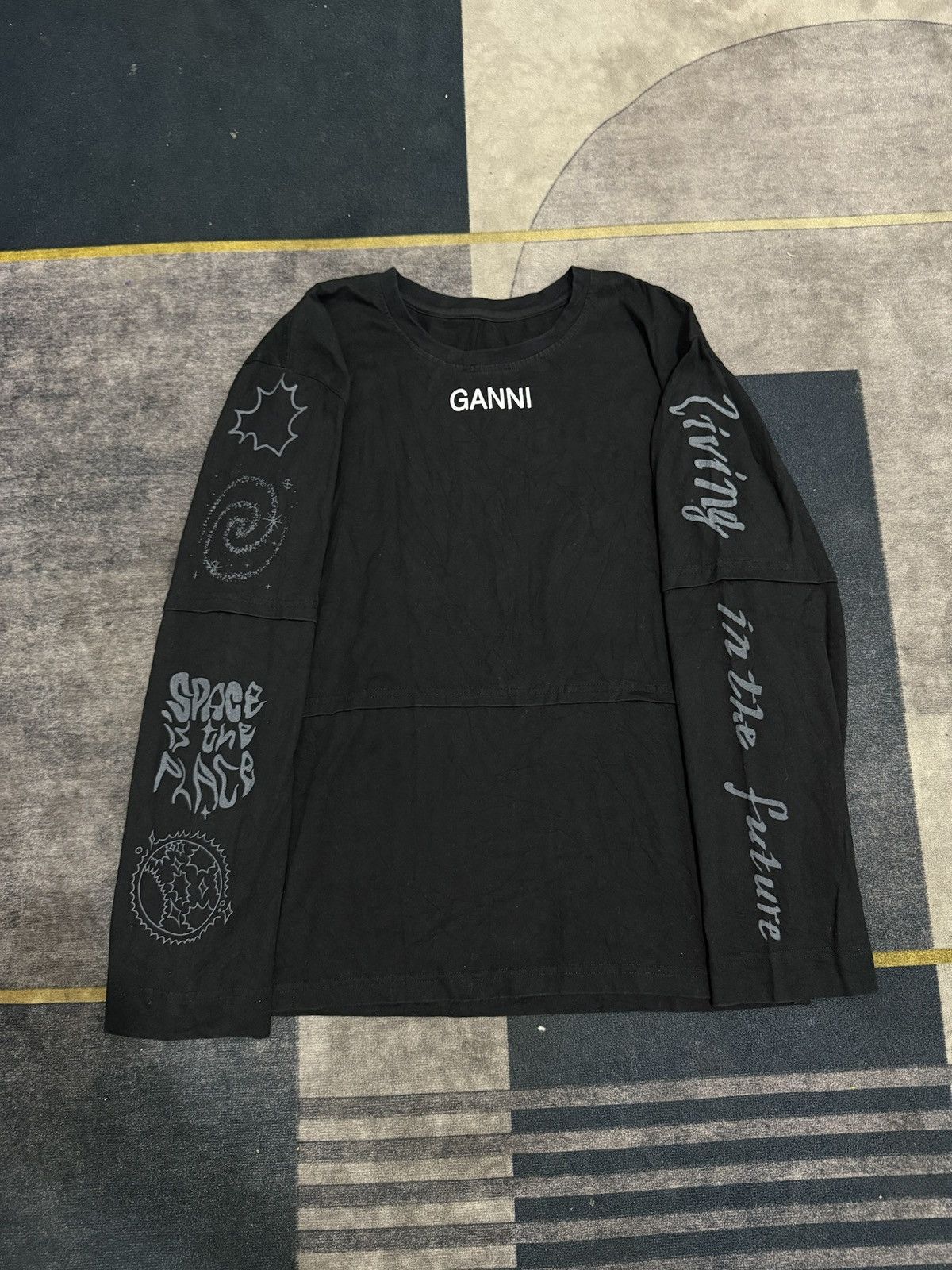 Japanese Brand GANNI LIVING THE FUTURE LONG SLEEVE Size US M / EU 48-50 / 2 - 3 Thumbnail