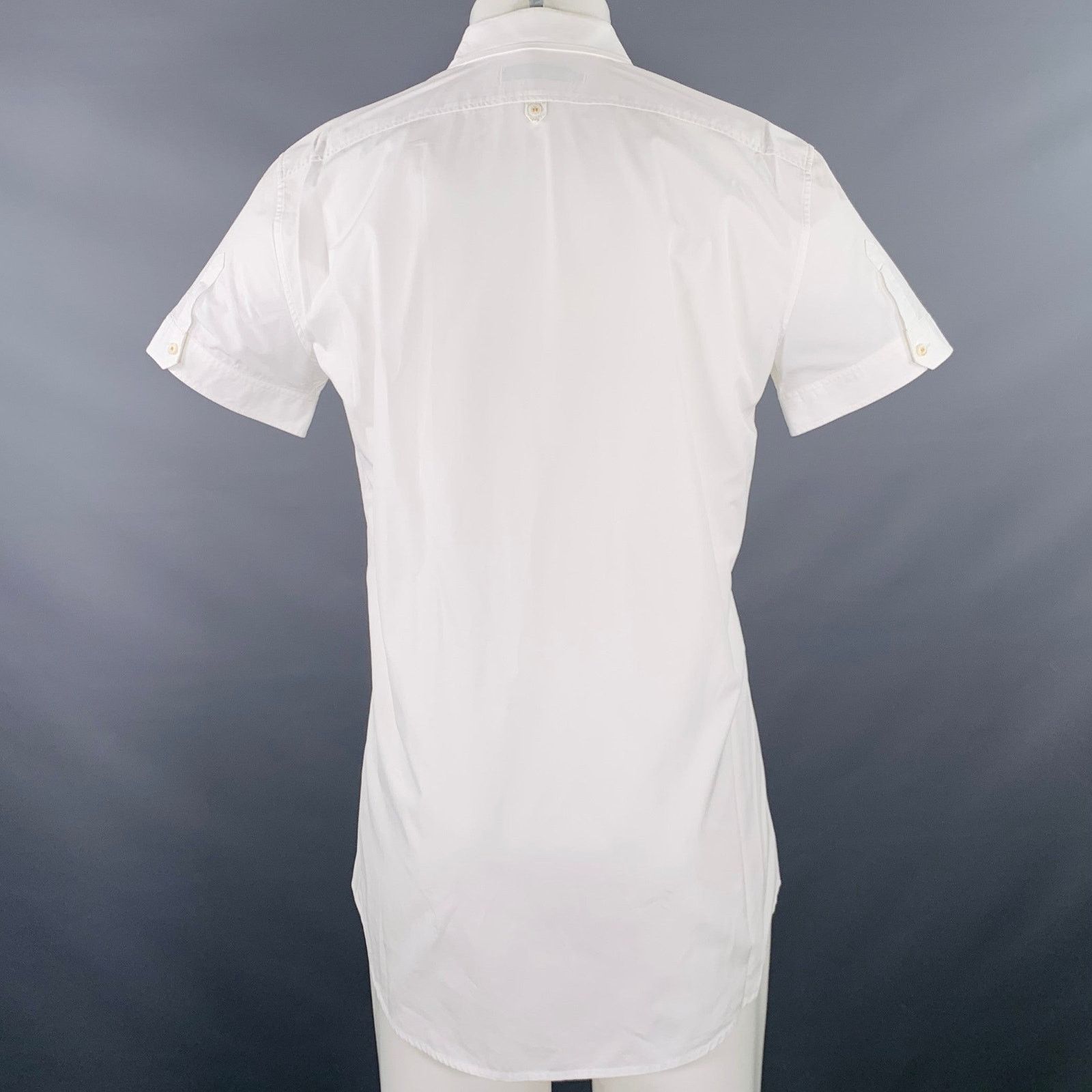 Dsquared2 Size M White Navy Embroidery Cotton Short Sleeve Shirt Size US M / EU 48-50 / 2 - 4 Thumbnail