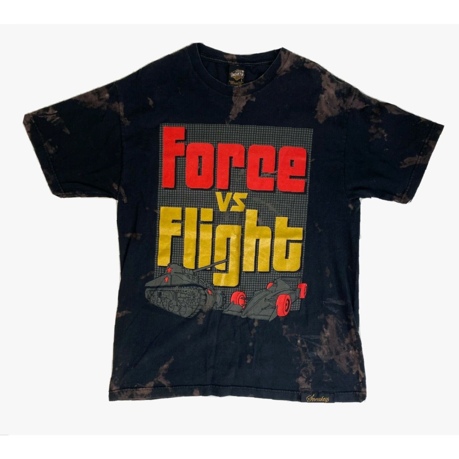 Vintage Sneaktip Men’s Force vs Flight Official Tie Dye T-Shirt Made in USA Sz L Black Crew Neck Short Sleeve 100% Cotton Shirt Size US L / EU 52-54 / 3 - 2 Thumbnail