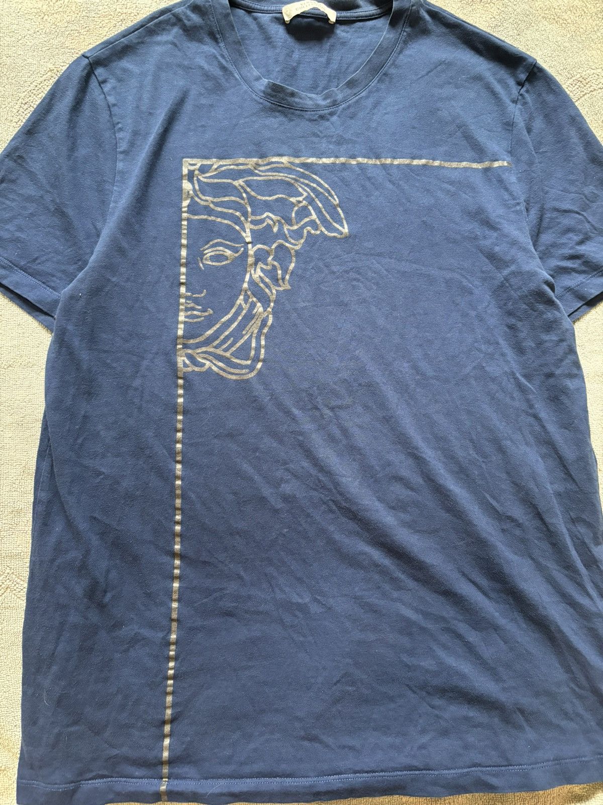 Gianni Versace T-shirt DEEP BLUE Gold Logo XL Party T-shirt