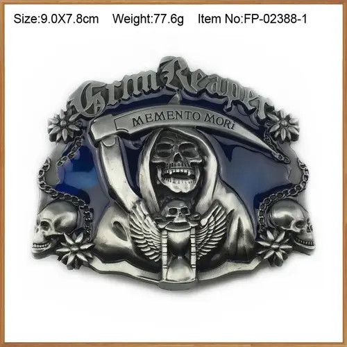 VIBE Blue Enameled GRIM REAPER Belt Buckle Size ONE SIZE - 4 Thumbnail