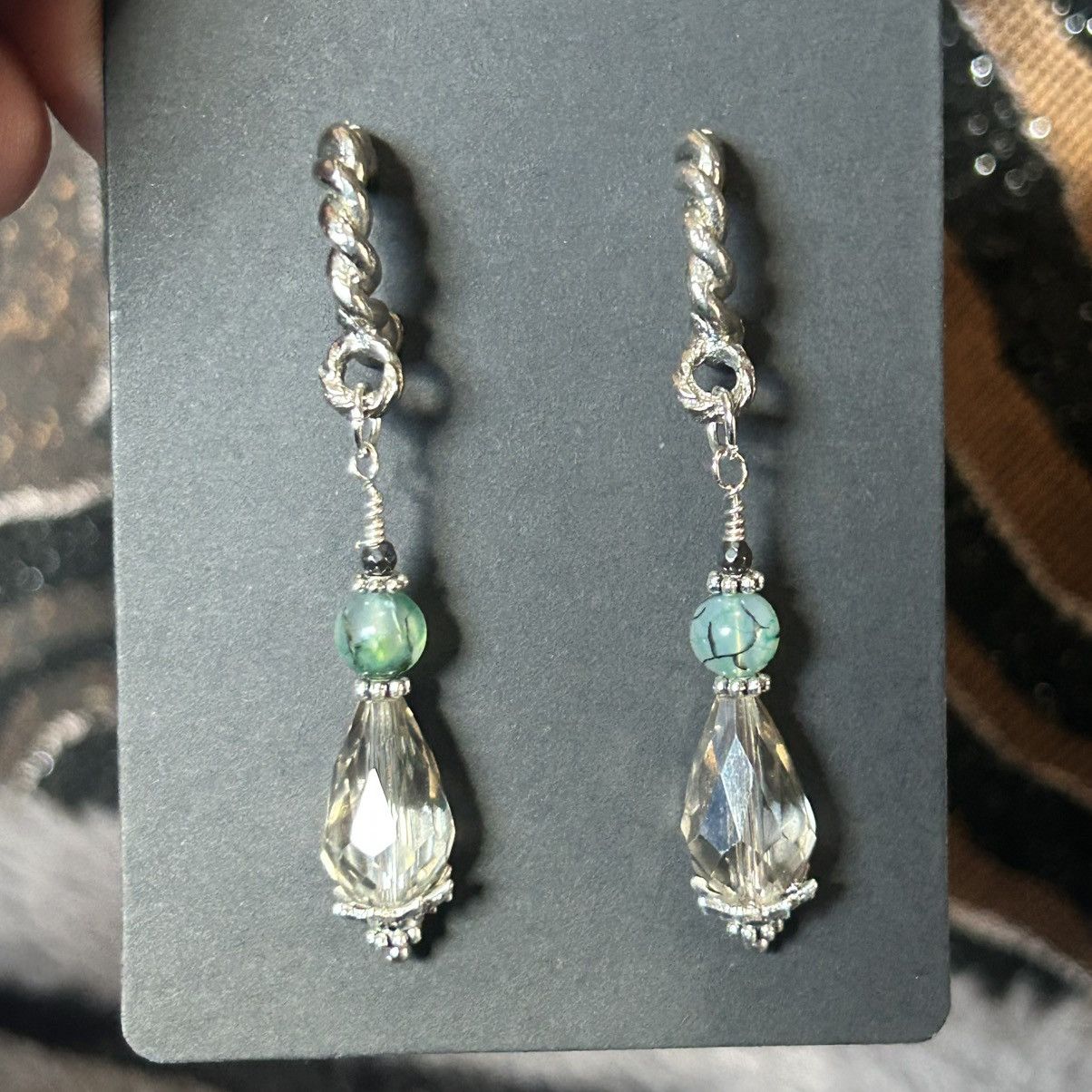 Handmade Handcrafted raindrop faceted rutilated quartz earrings Size ONE SIZE - 3 Thumbnail