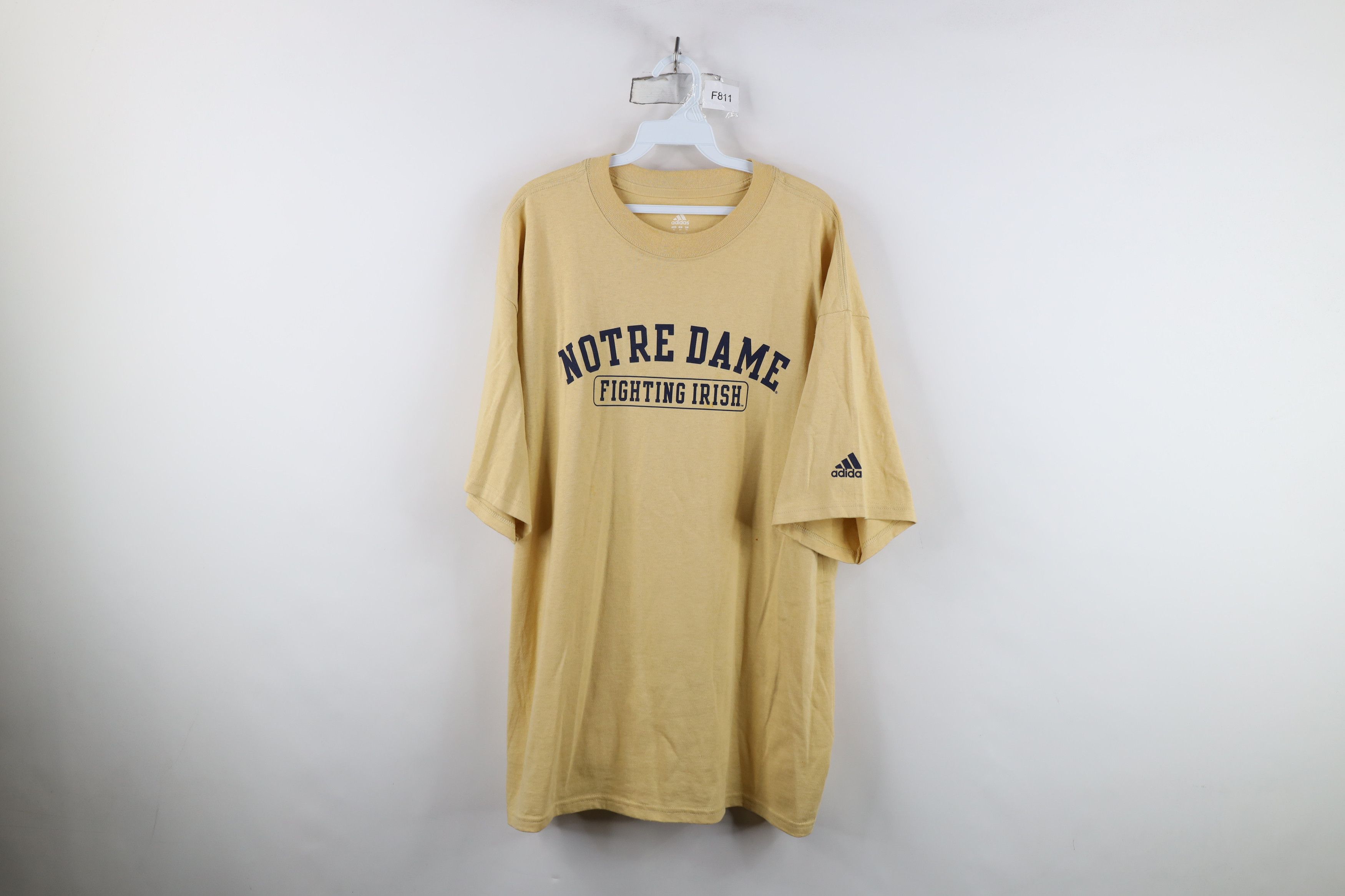 Adidas Vintage Y2K Adidas Spell Notre Dame University T-Shirt Gold Size US XL / EU 56 / 4 - 1 Thumbnail