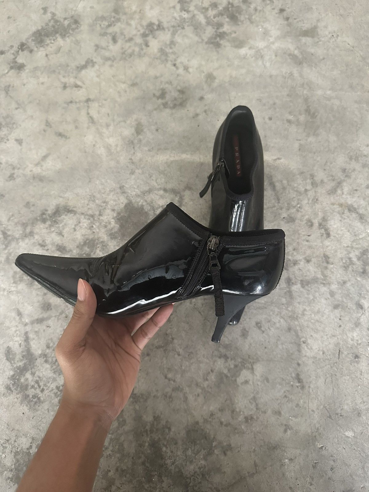 Prada Prada Black Patent Leather Ankle Boots Size US 5 / IT 35 - 2 Thumbnail