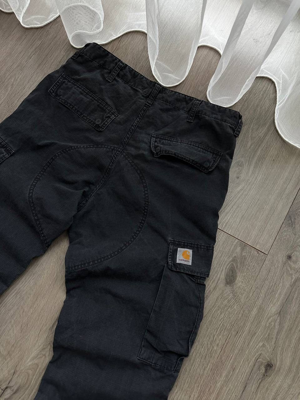Carhartt × Carhartt Wip × Vintage Vintage Carhartt Cargo Black Big Logo Pants Size US 31 - 4 Thumbnail