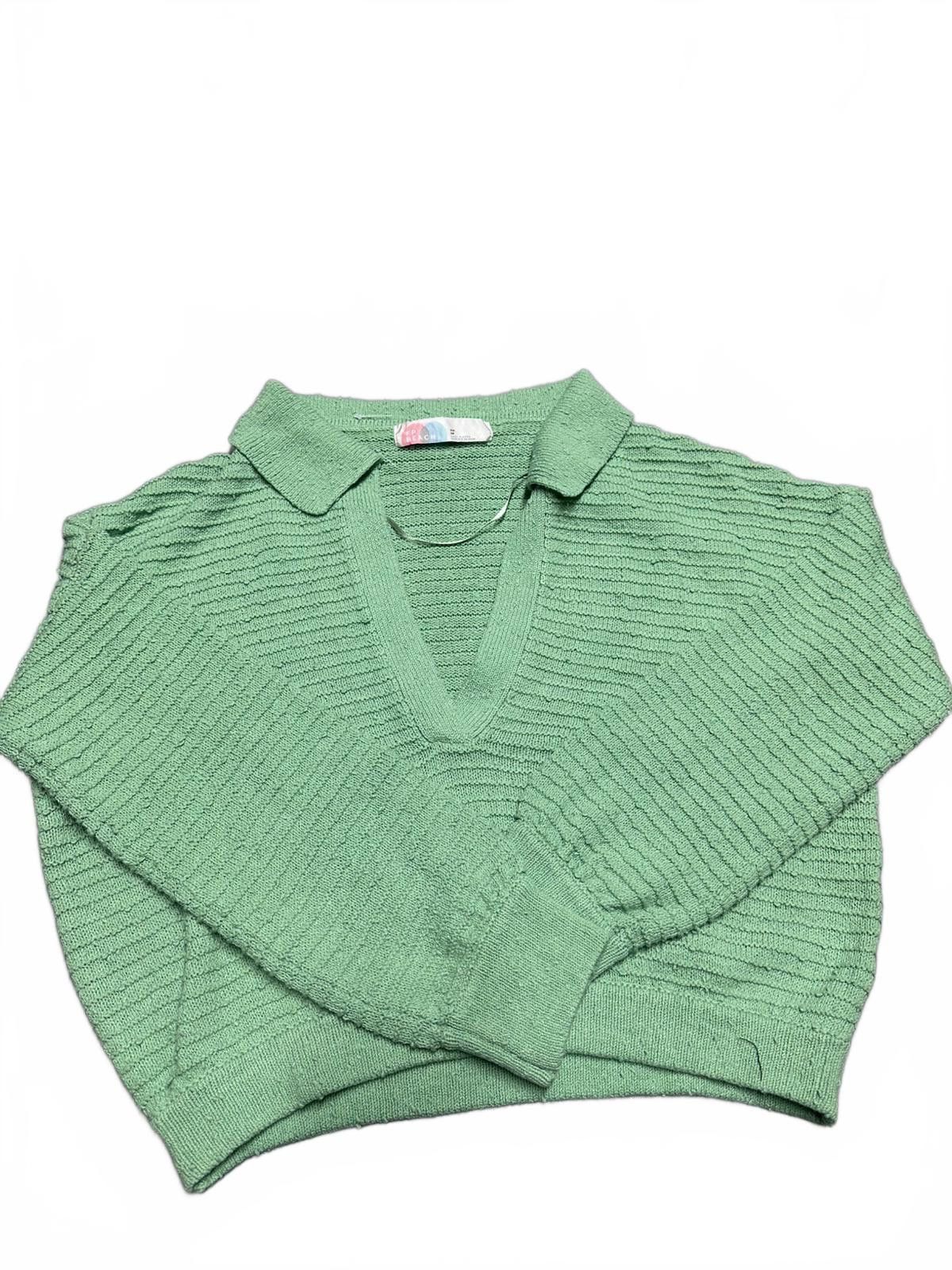 Free People Chic Green Knitted Crop Sweater Size XS / US 0-2 / IT 36-38 - 2 Thumbnail