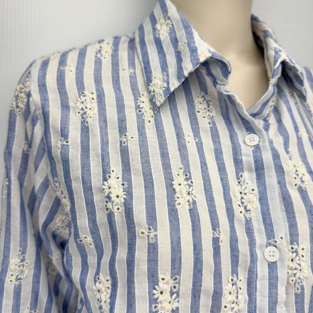 Other SENSUNIQ PARIS Stripe Blue White Button Up Floral Shirt sz M Size L / US 10 / IT 46 - 4 Thumbnail