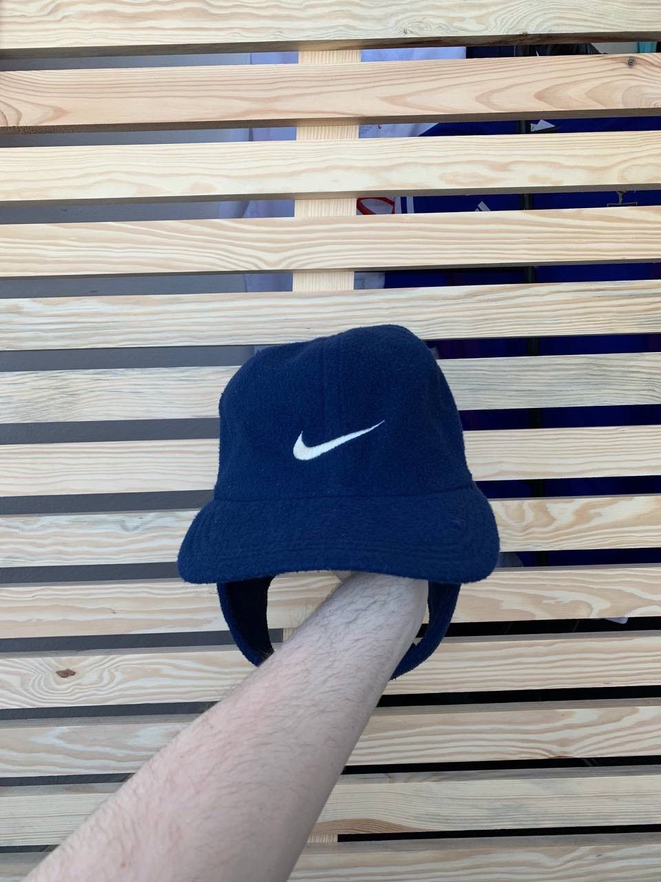 Nike × Vintage Vintage Nike-Fit Navy Fleece 2 In 1 Cap Ear Cover Hat Size ONE SIZE - 3 Thumbnail