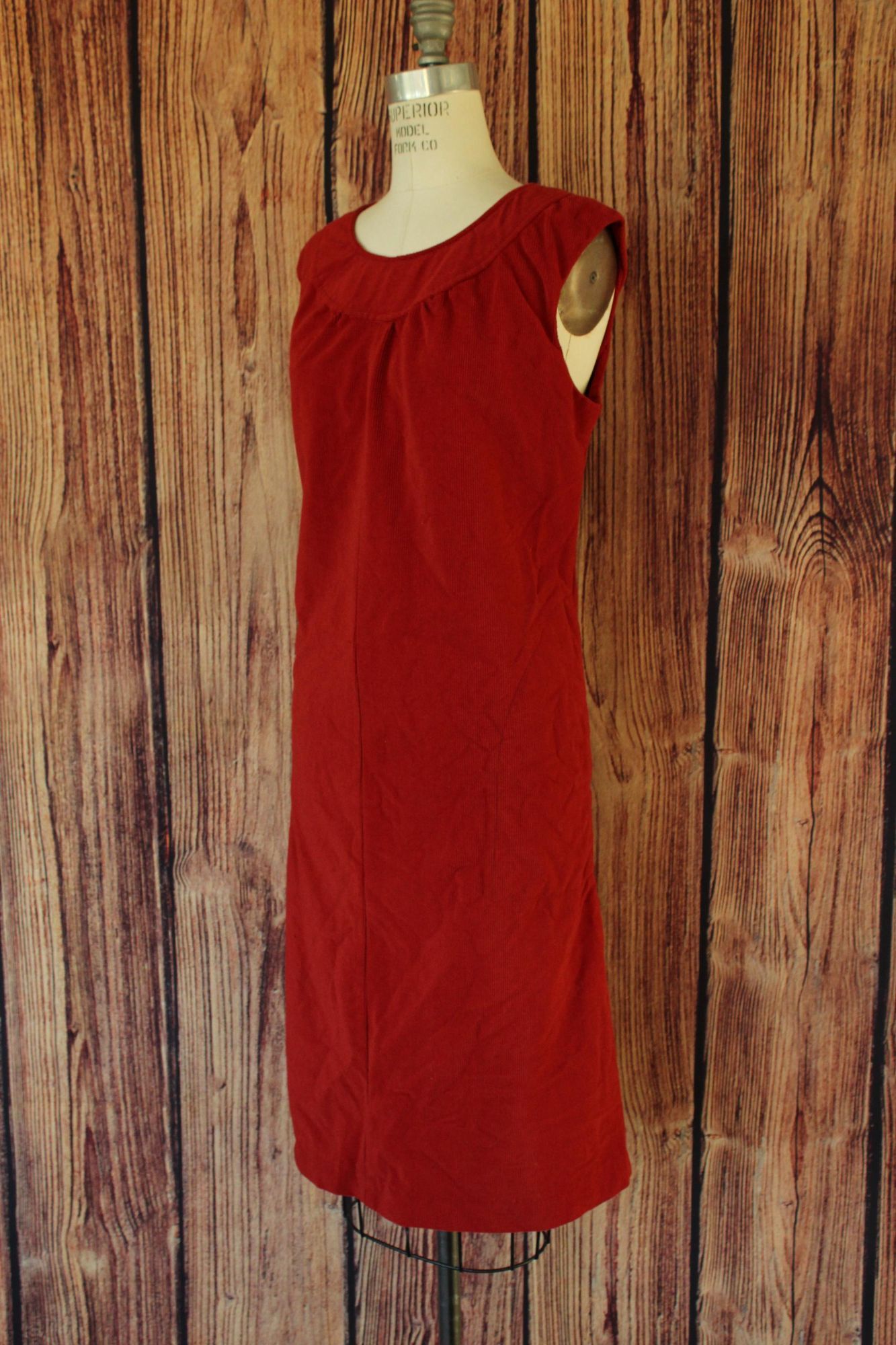 Vintage Vintage 1980s Dress With Pockets, Red Corduroy Shaker Sport Size M / US 6-8 / IT 42-44 - 6 Thumbnail