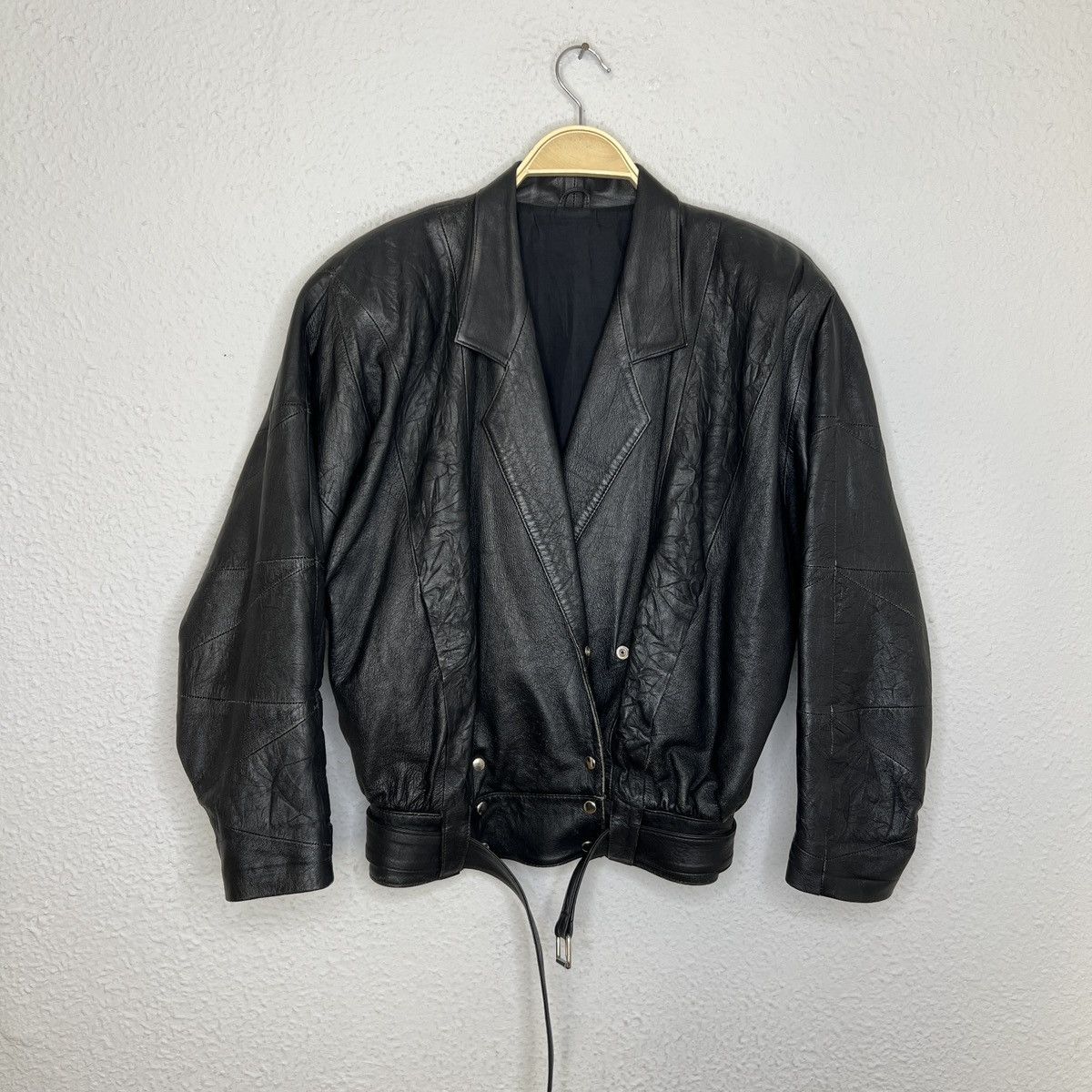 Vera Pelle × Vintage Vintage Leather Jacket Biker Ramones Black Genuine Trucker Size US M / EU 48-50 / 2 - 1 Thumbnail
