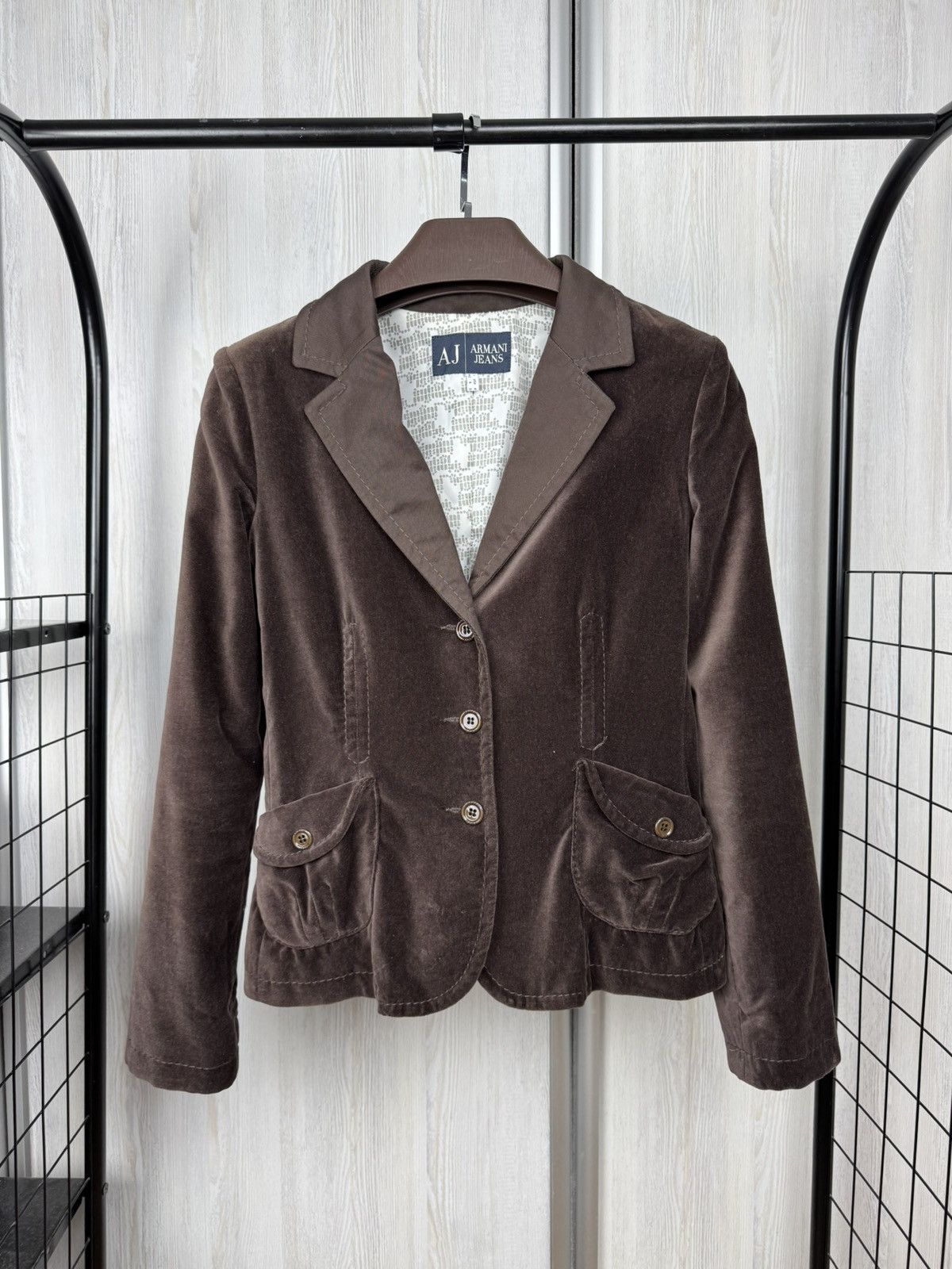 Armani Armani Jeans brown velour cotton 3 button blazer Size M / US 6-8 / IT 42-44 - 1 Thumbnail