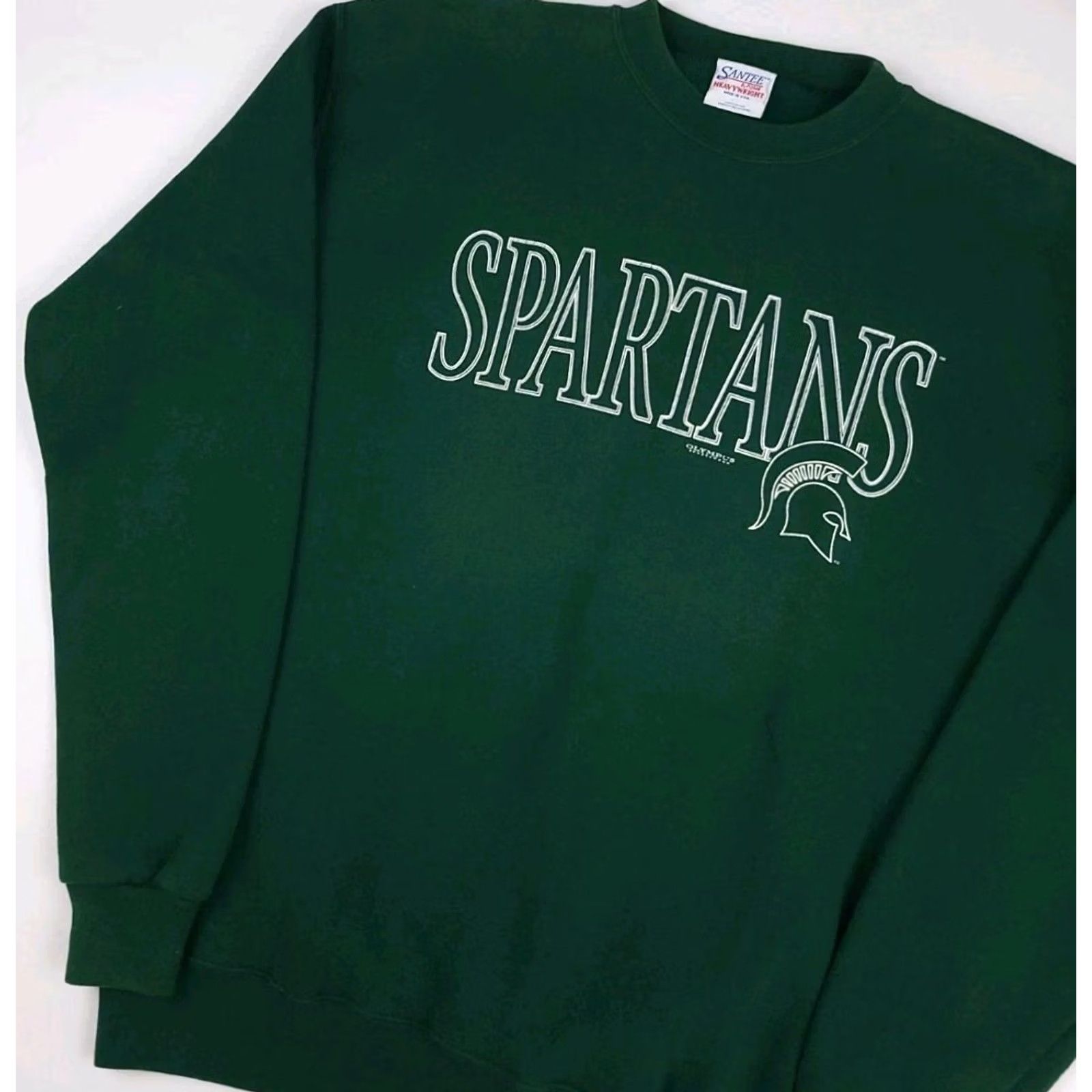 Vintage VINTAGE Michigan State Spartans Sweatshirt Shirt Mens XL Green 90s Santee USA Made Pullover Crew Neck Long Sleeve Size US XL / EU 56 / 4 - 2 Thumbnail