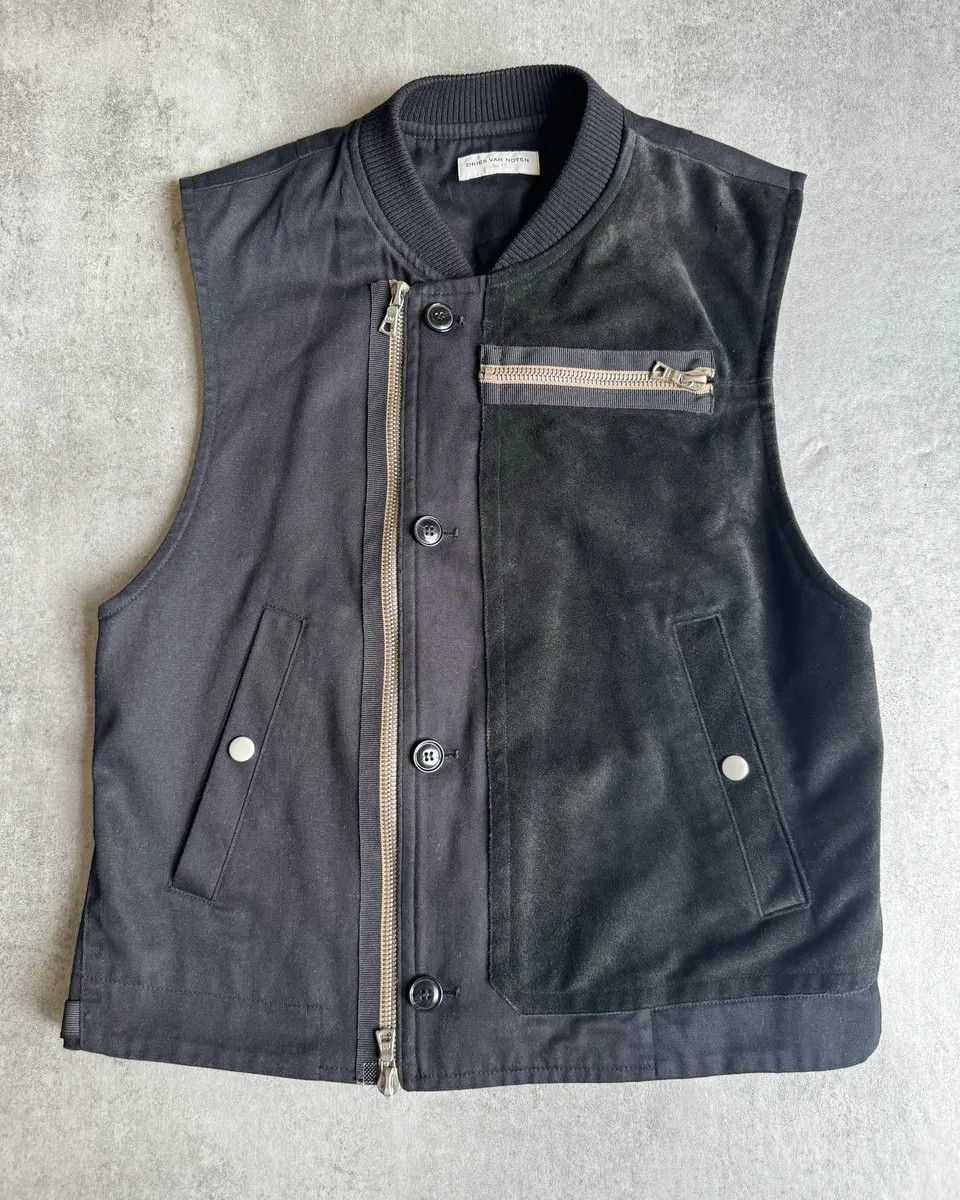 Dries Van Noten AW2014 Dries Van Noten Suede Hybride Asymmetrical Navy Vest Size US S / EU 44-46 / 1 - 1 Thumbnail