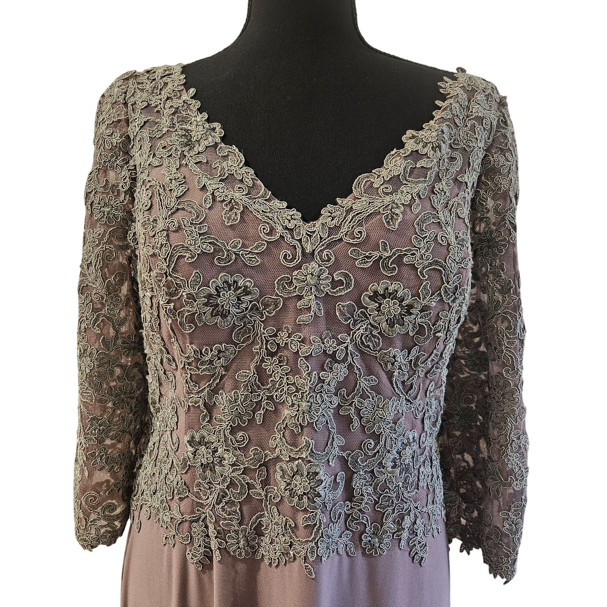 Other Jade Couture by Jasmine Lace Gown Gray 12 Formal Evening Dre Size XL / US 12-14 / IT 48-50 - 3 Thumbnail