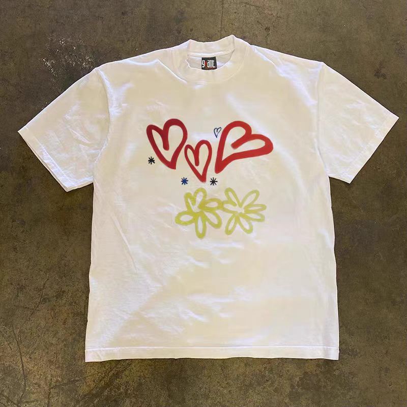 Vintage White Vintage Heart-Shaped Floral Print T-Shirt Size US M / EU 48-50 / 2 - 1 Thumbnail