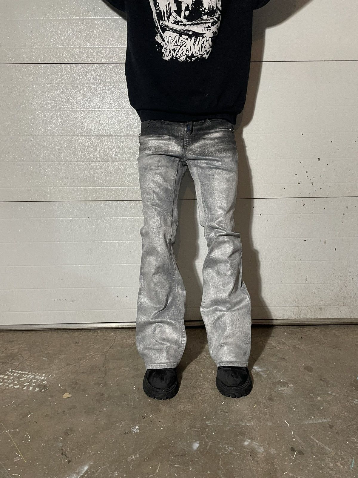 Other X3RLY Custom “Silver Gradient” Waxed Jeans Size US 29 - 1 Thumbnail