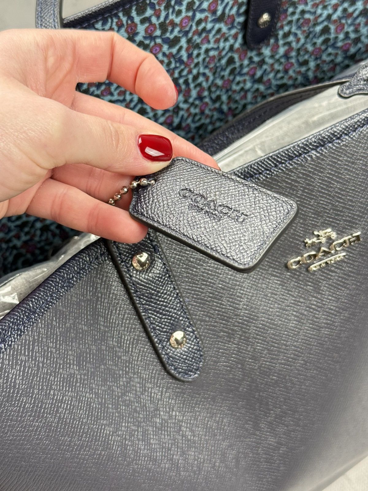 Coach Coach Reversible Navy Print City Tote Bag Leather Pouch y2k Size ONE SIZE - 13 Thumbnail