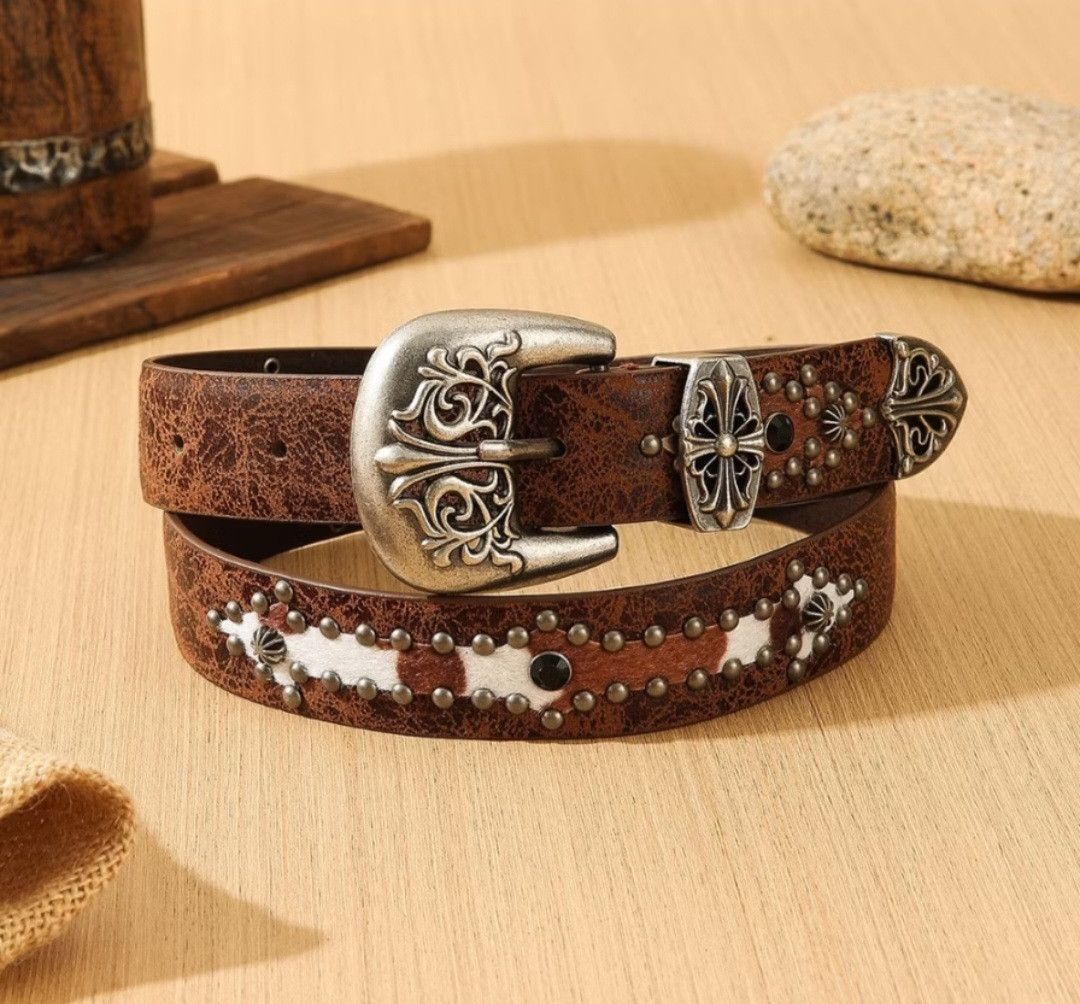Japanese Brand 💥Retro style carved rived unique belt Size ONE SIZE - 3 Thumbnail