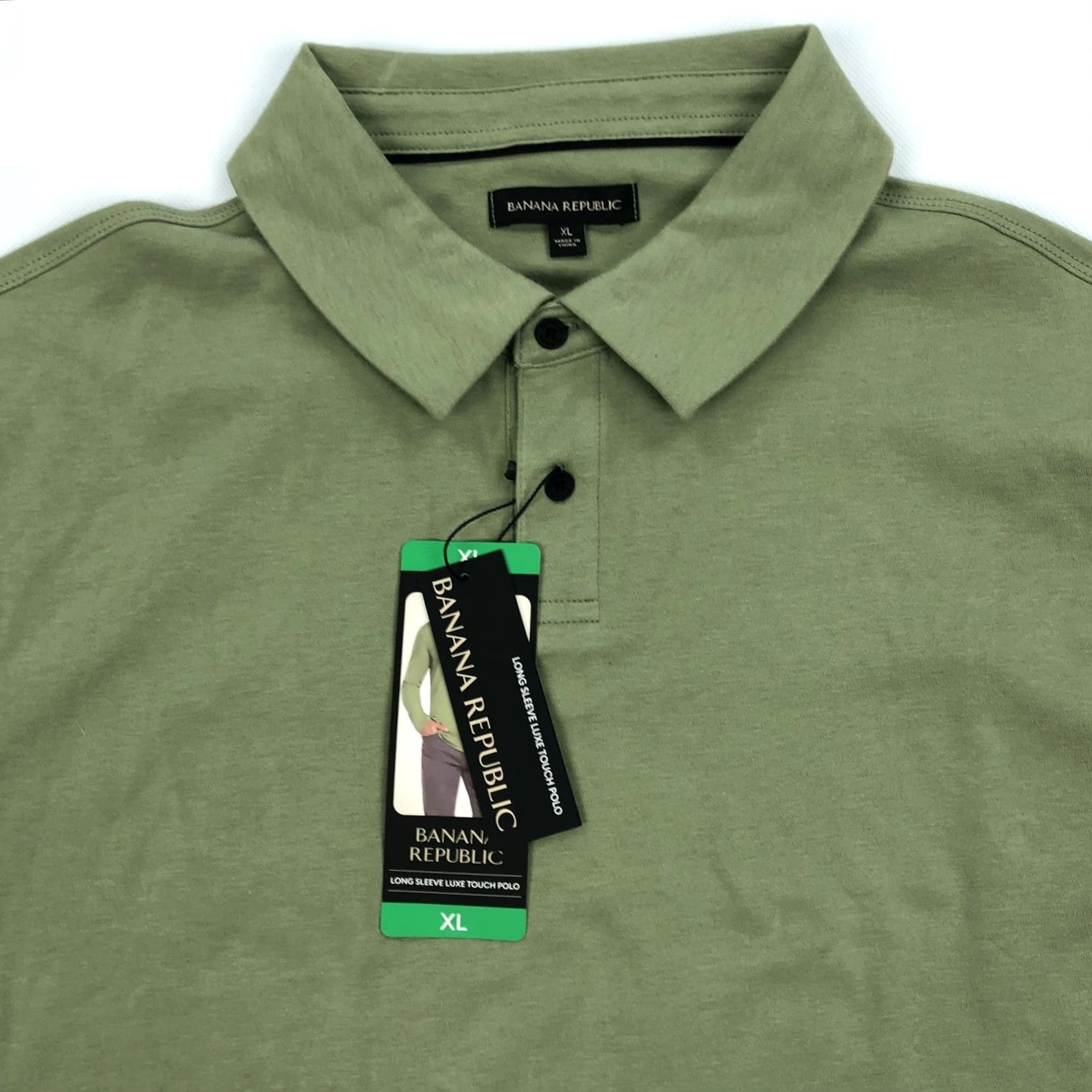Banana Republic Banana Republic Men's XL Green Long Sleeve Polo Shirt NWT Luxe Touch Button Embroidered Logo Casual Business Casual Size US XL / EU 56 / 4 - 2 Thumbnail
