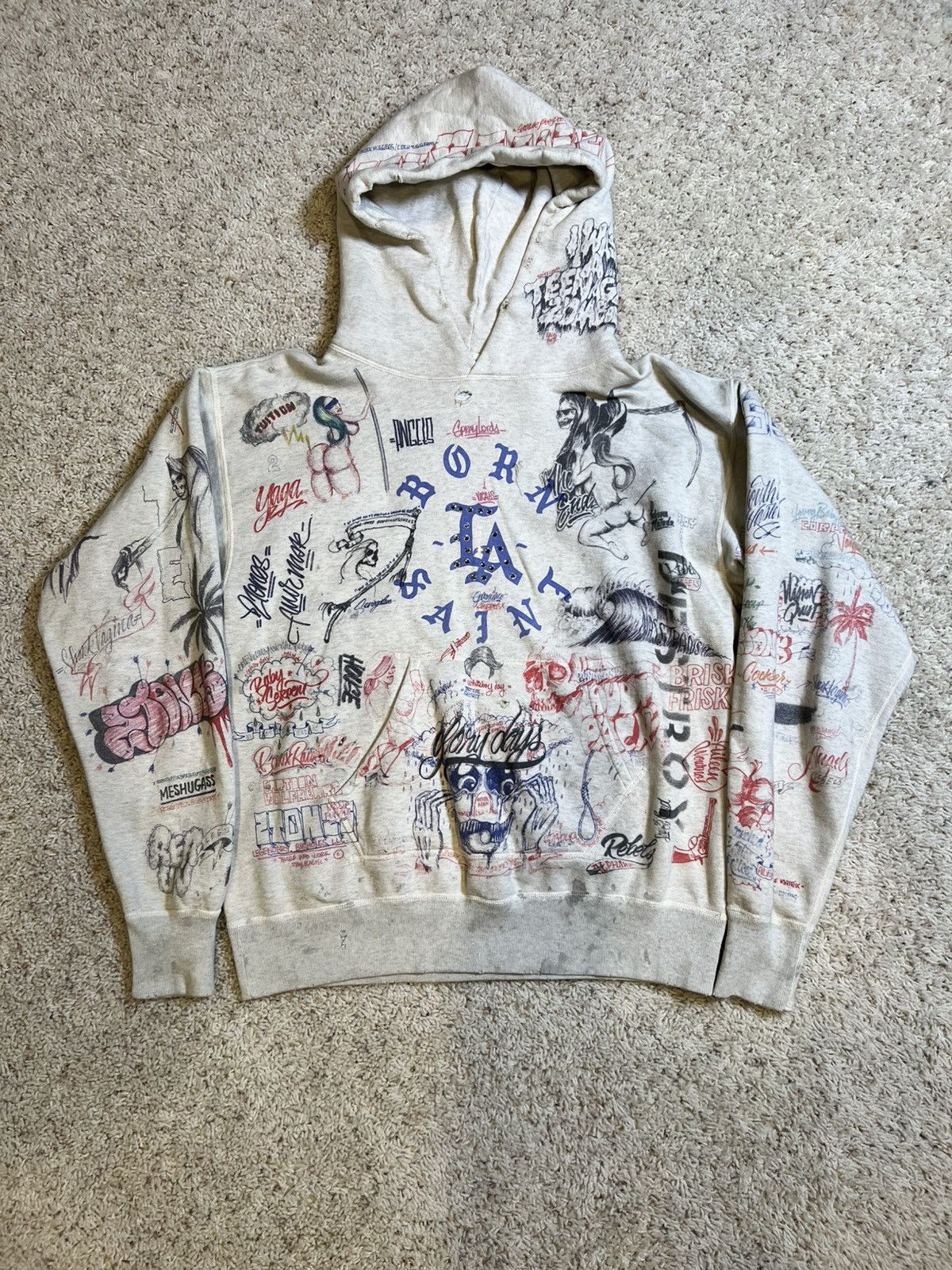 SAINT MICHAEL × BORN X RAISED BR HOODIE Saint Michael Born X Raised Graffiti Hoodie | eBay