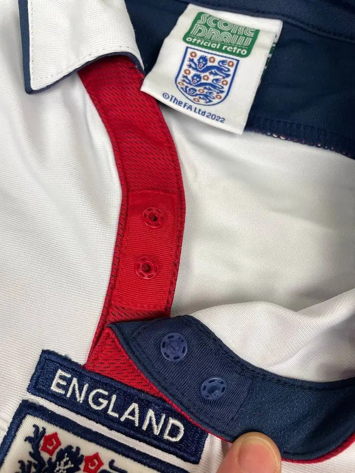 Vintage Score Draw England 2003 2005 Retro Home Shirt Soccer Jersey Size US L / EU 52-54 / 3 - 6 Thumbnail