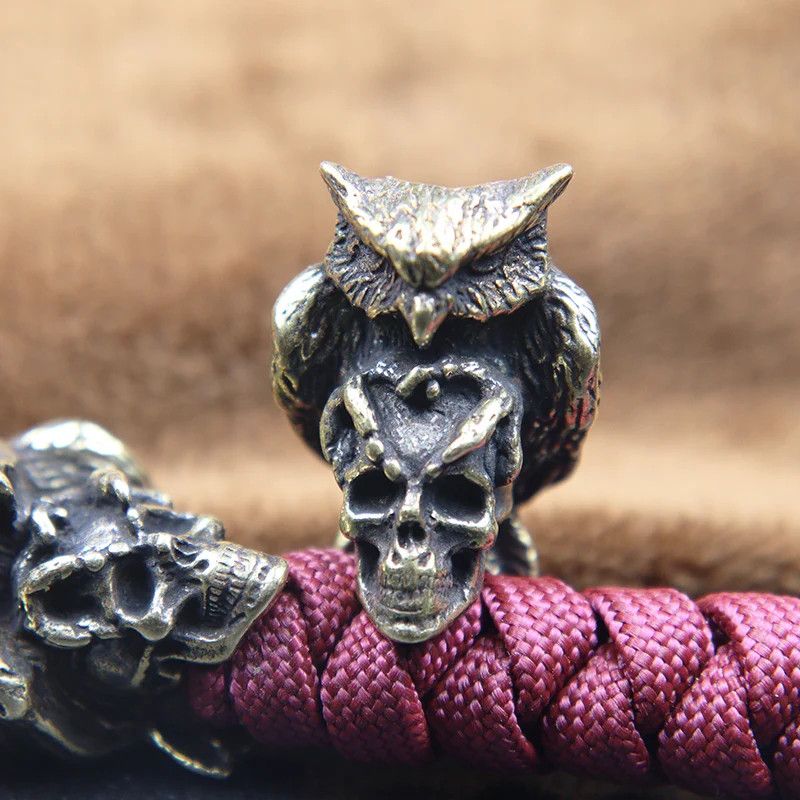 Handmade 3Pcs Owl Skull Knife Beads Paracord Bead Zipper Umbrella Size ONE SIZE - 8 Thumbnail