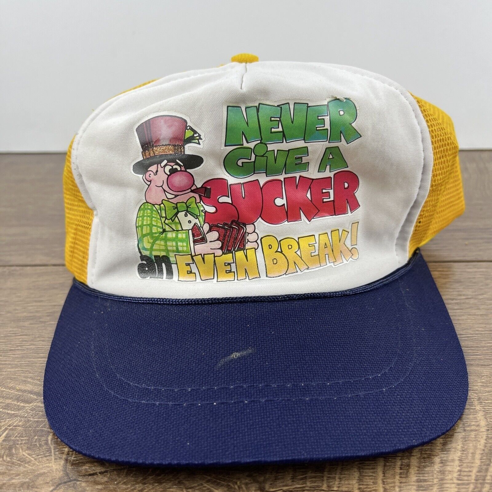 Other Never Give a Sucker an Even Break Yellow Hat Adjustable Adul Size ONE SIZE - 5 Thumbnail